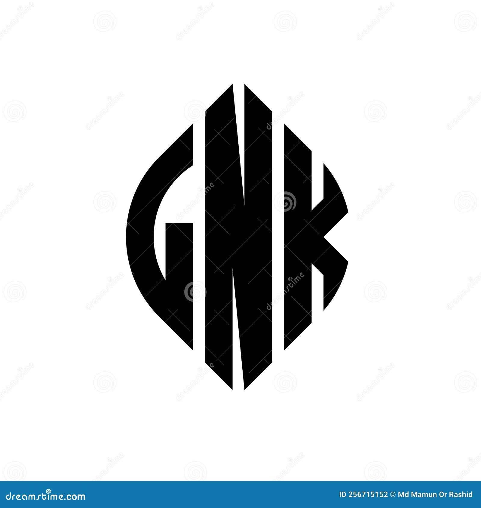lnk circle letter logo  with circle and ellipse . lnk ellipse letters with typographic style. the three initials form a