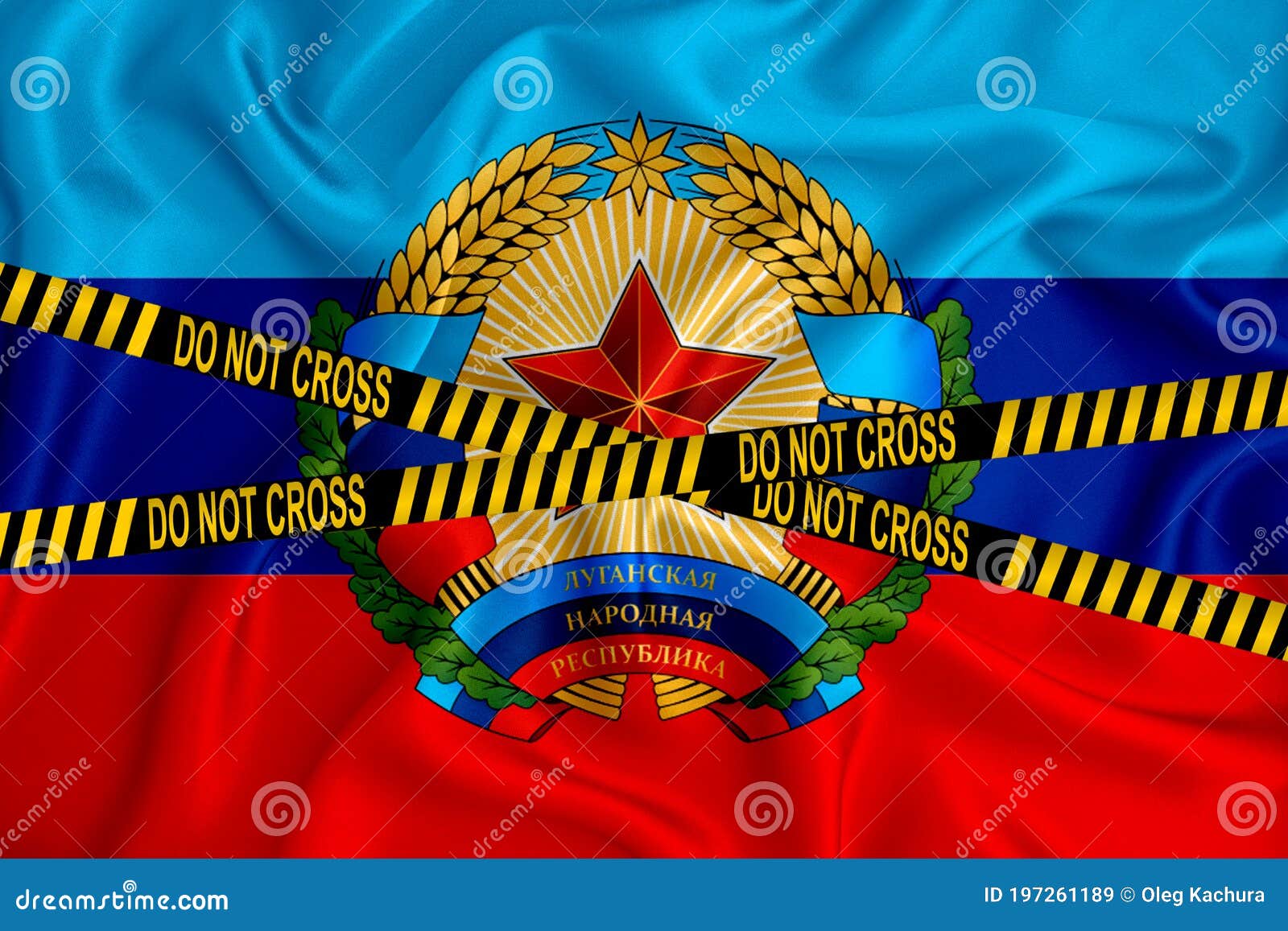 lnr flag, the don`t cross the line mark and the location tape. crime concept, police investigation, quarantine. 3d rendering