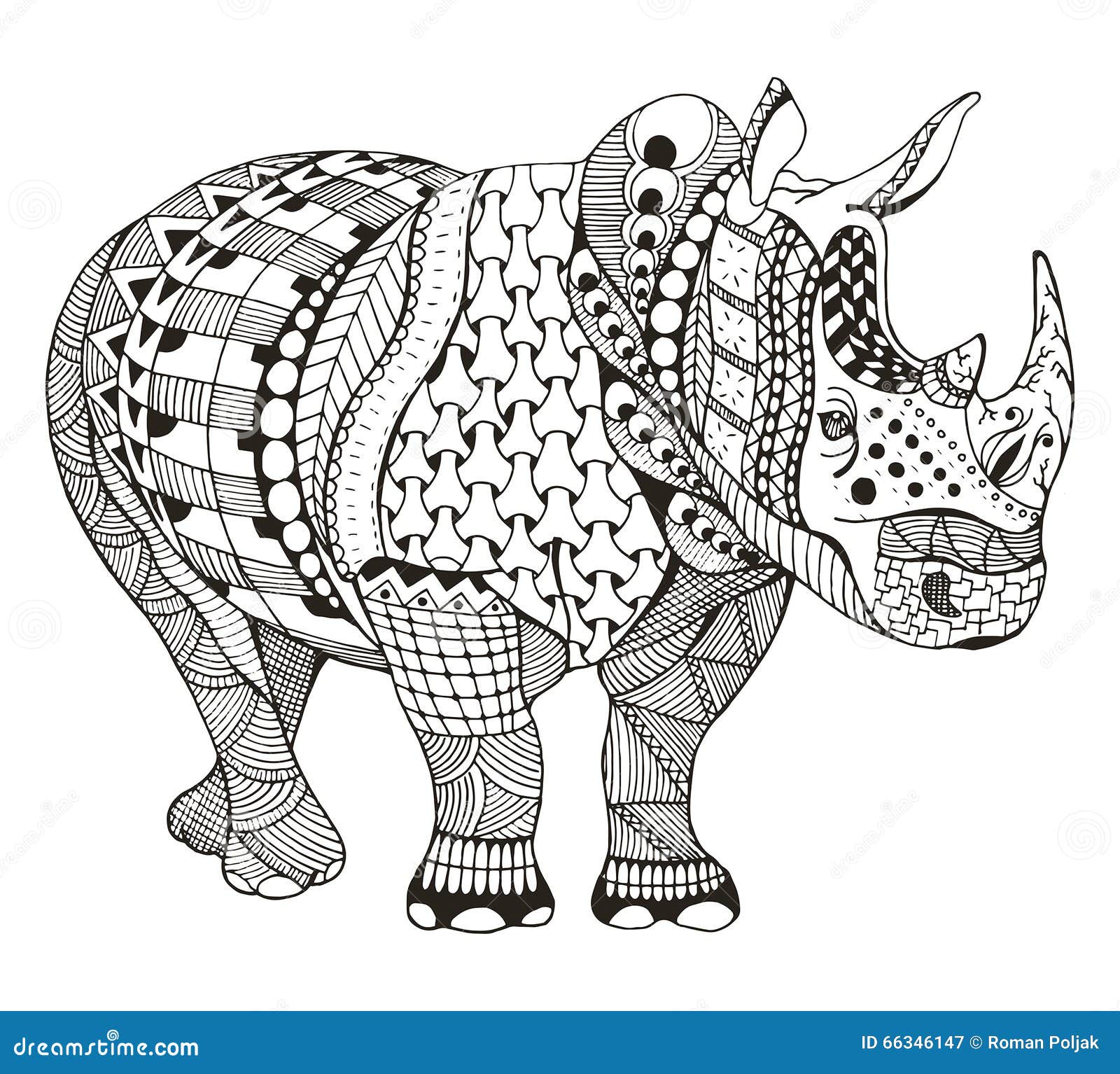 Lo Zentangle Di Rinoceronte Ha Stilizzato, Vector ...