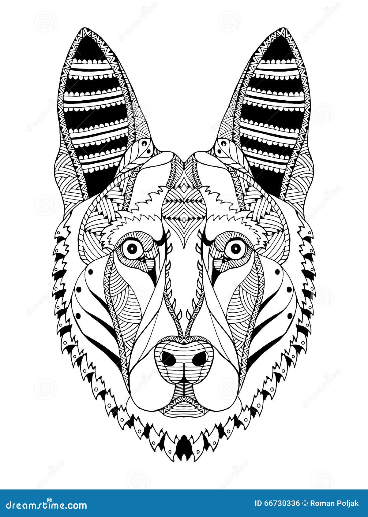 Lo Zentangle Tedesco Della Testa Di Cane Da Pastore Ha Stilizzato Vector Illustrazione Illustrazione Vettoriale Illustrazione Di Animale Canino