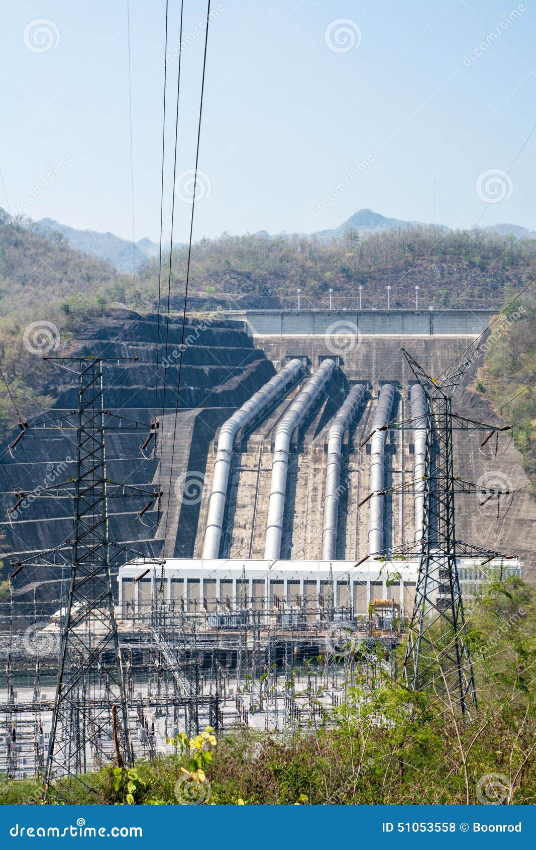 Load Power Plant of Large Dams from the Vertical. Stock Photo Image