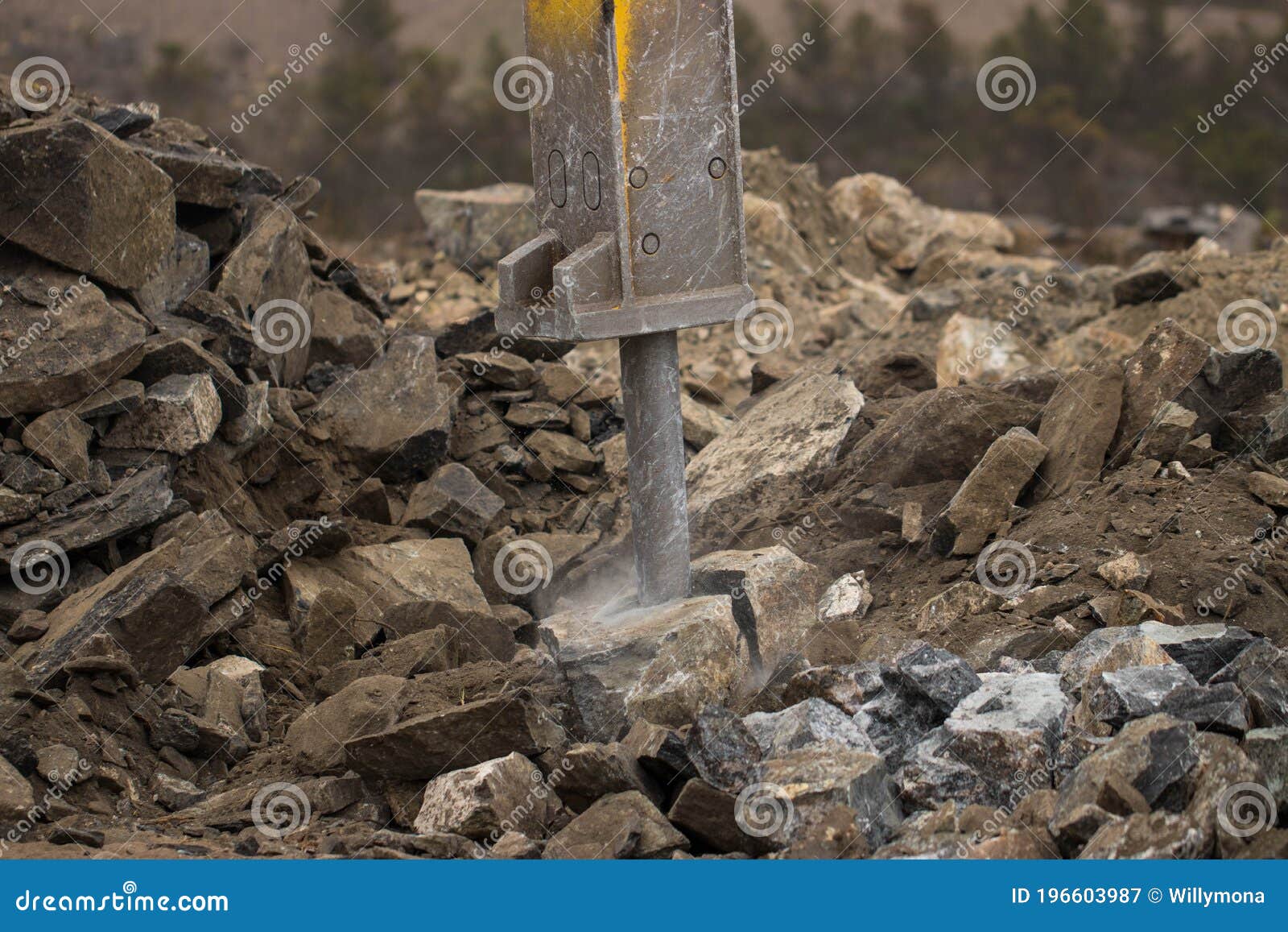 Hydraulic Hammer Breaking Stones Stock Image Image of jack, equipment