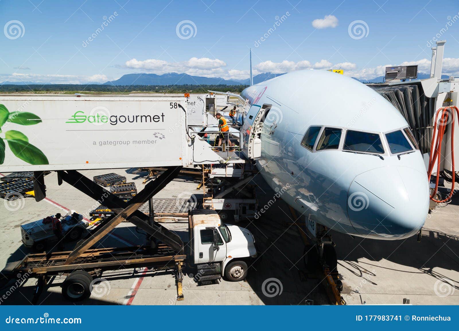 Loading Airport Meals From Gate Gourmet Containters Onto Aircraft Editorial Photo Image Of Loading Gourmet