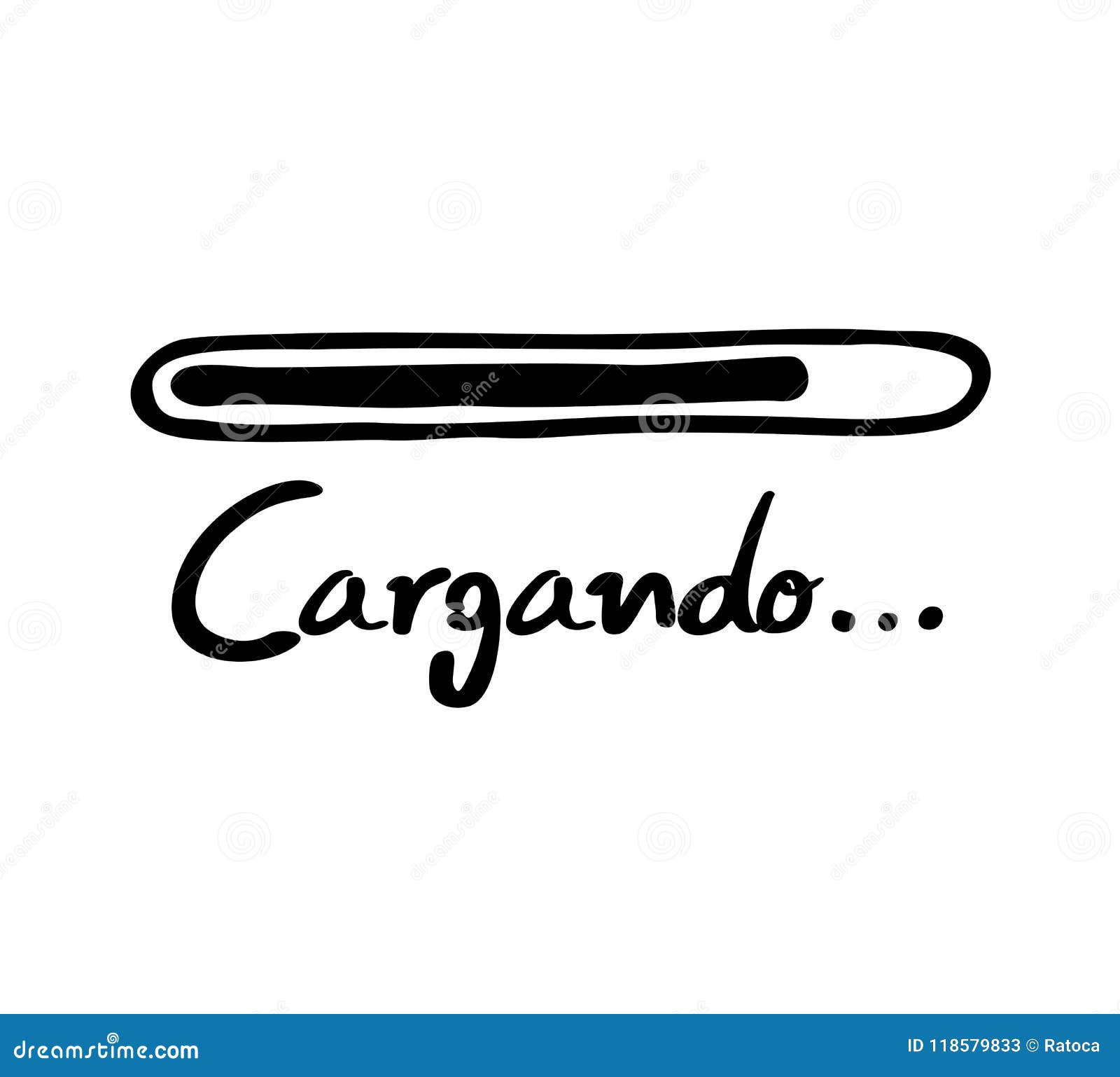 Loading bar in spanish stock vector. Illustration of shape - 118579833