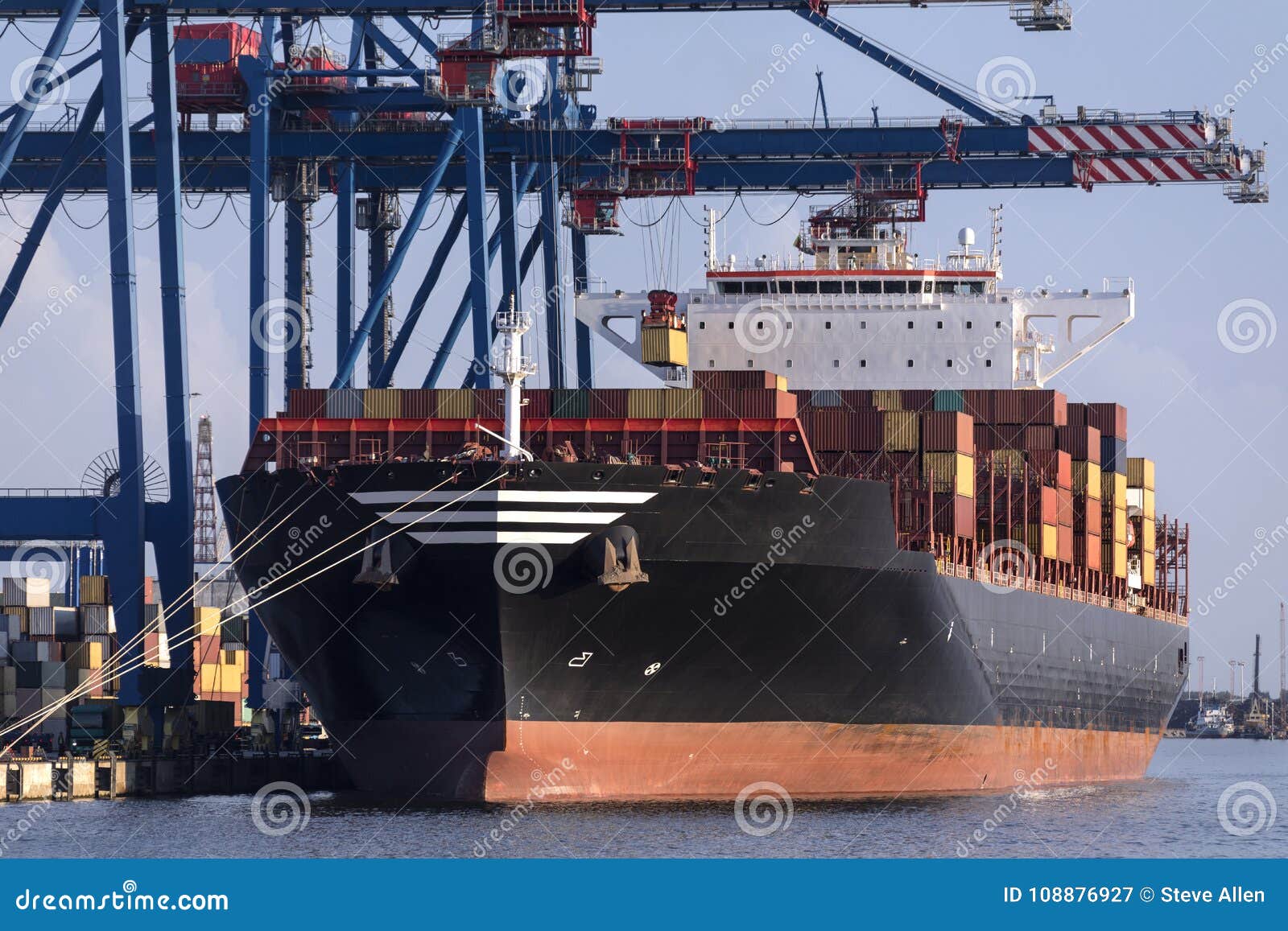 Loading a Container Ship Klaipeda in Lithuania Stock Image Image of