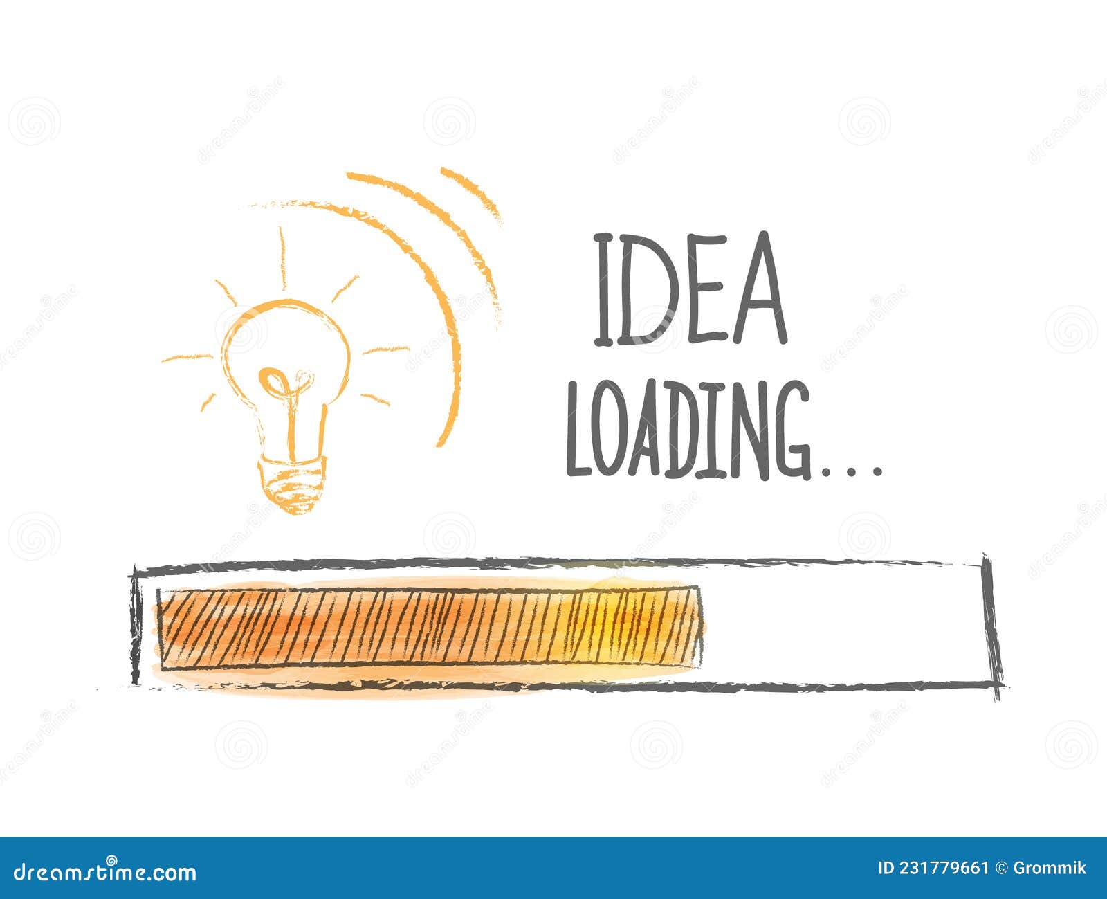 loading ideas. an idea load progress indicator.   drawn by hand