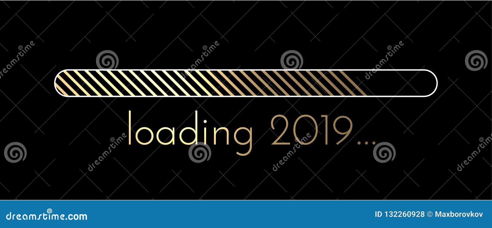 Loading 2019 New Year Banner with Golden Progress Indicator. Stock ...