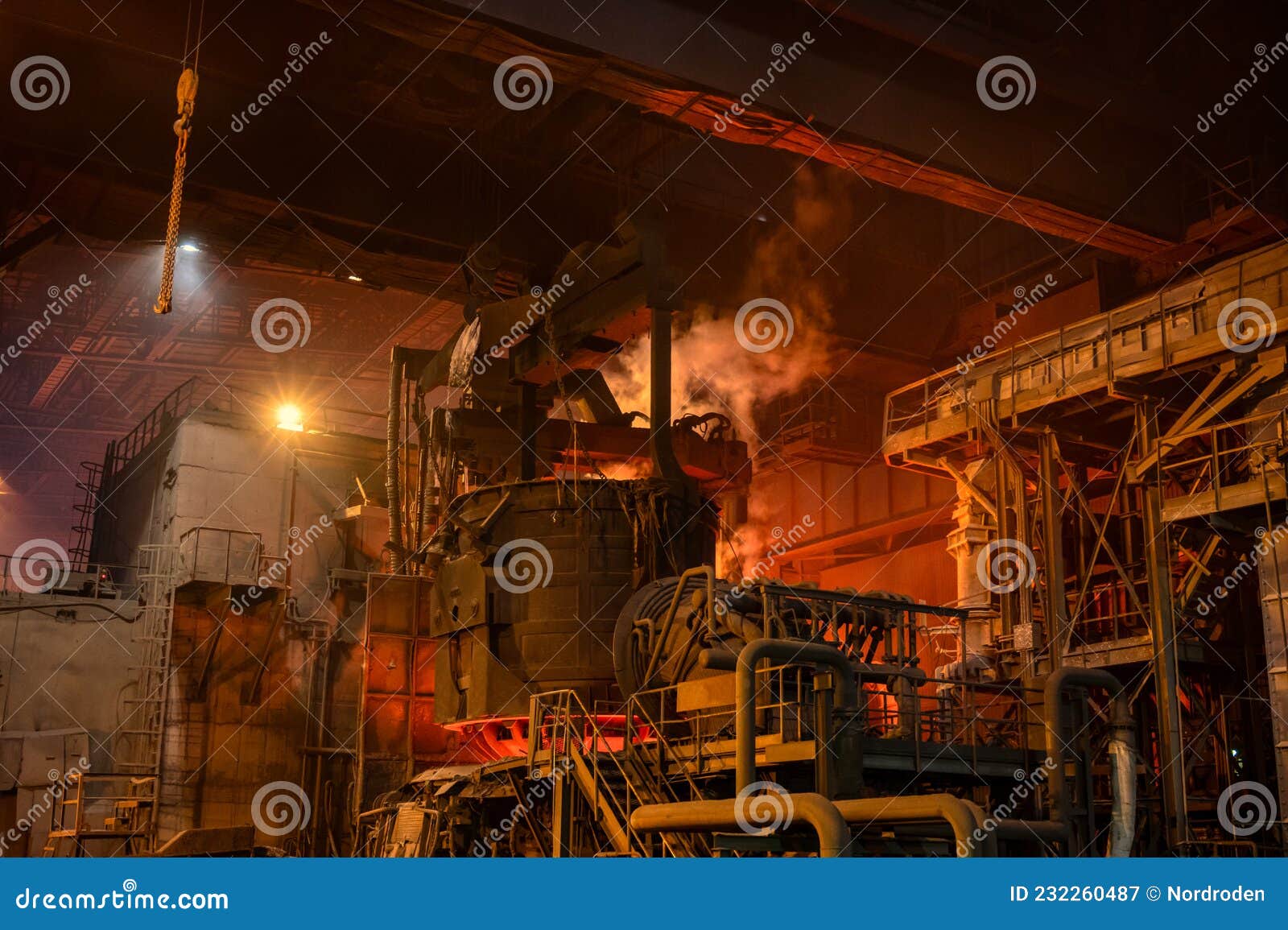 Loading Scrap Metal into Electric Arc Furnace Stock Image Image of