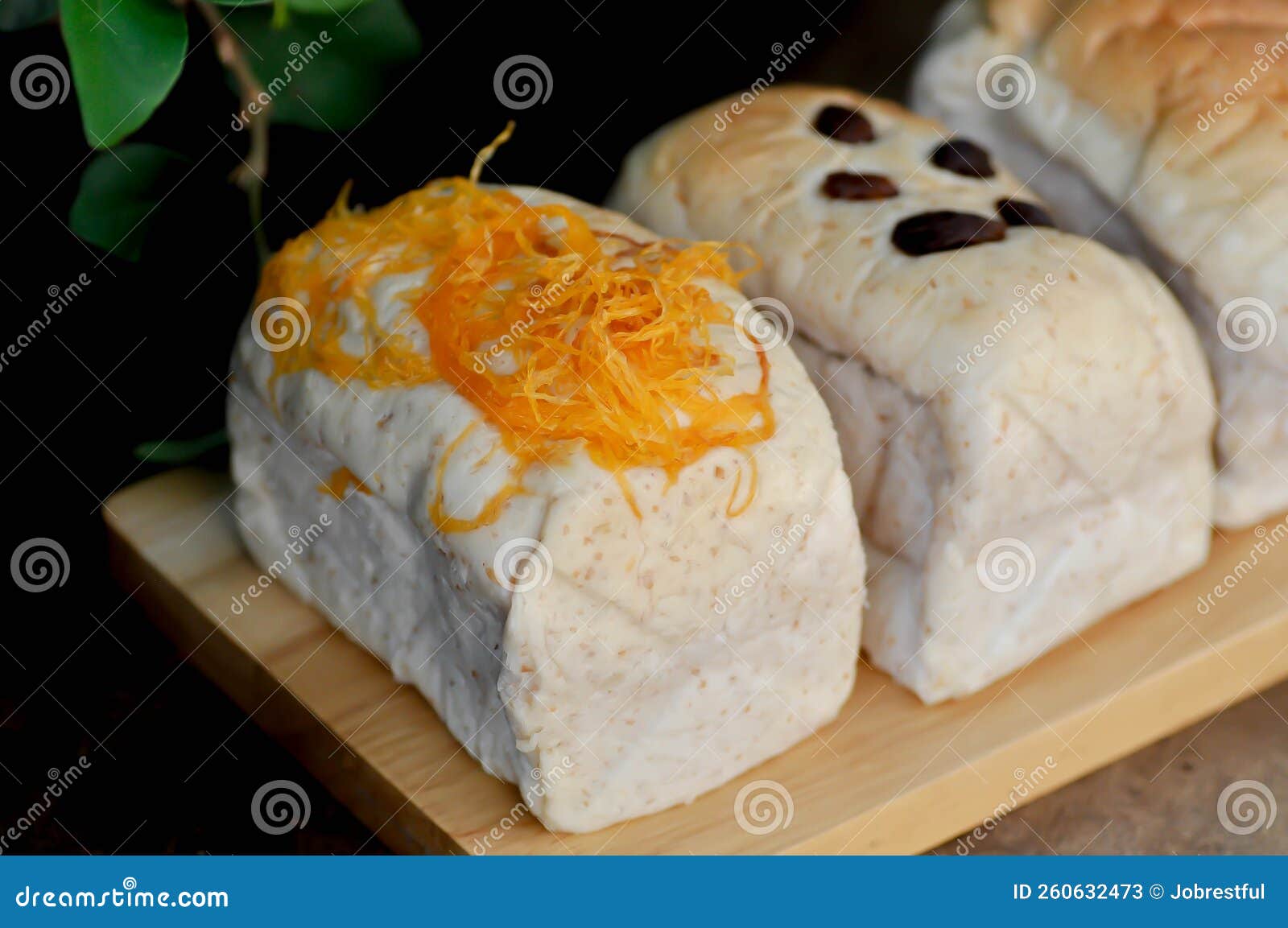 Loaf of Bread, Egg Bread or Sweetmeat Bread or Wholewheat Bread Stock