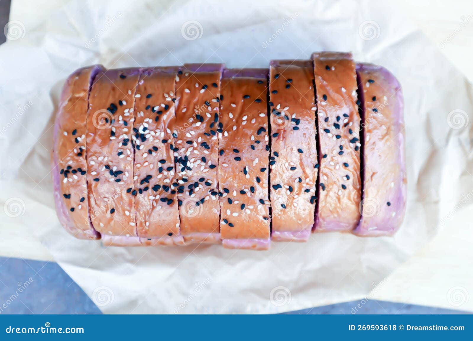 Loaf of Bread ,sweet Potato Bread with Sesame Stock Photo - Image of ...