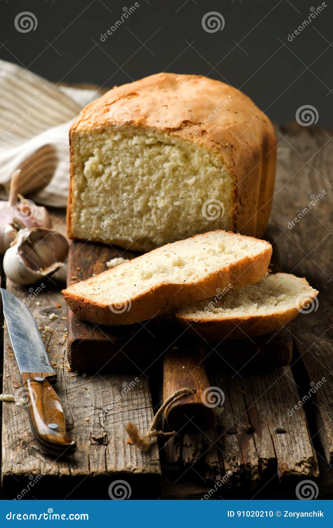 The Loaf of Garlic Bread .style Rustic Stock Photo Image of loaf