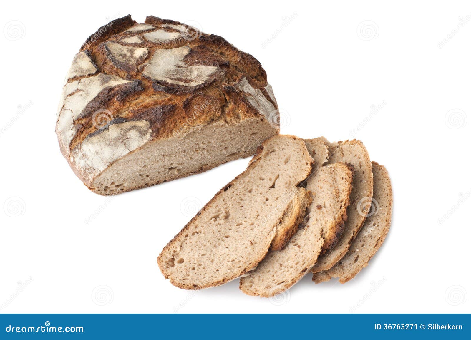 Loaf of German Bread, Isolated Stock Image Image of sliced, brown
