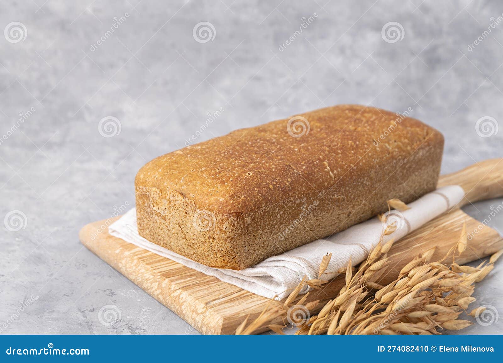 Loaf of White Sourdough Bread on Light Grey Background, Healthy Eating