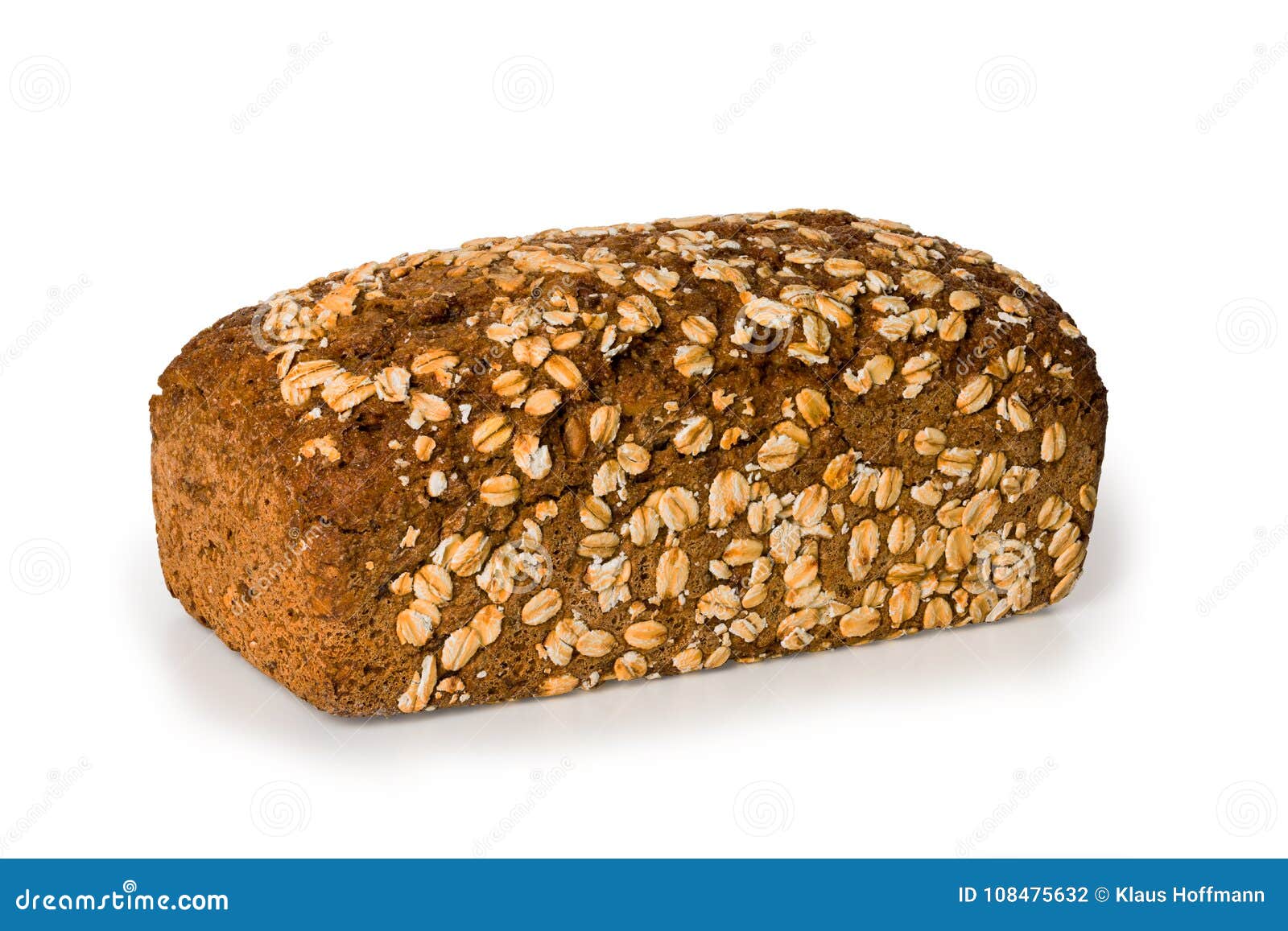 Loaf Whole Grain Black Bread Isolated White Background Stock Photo