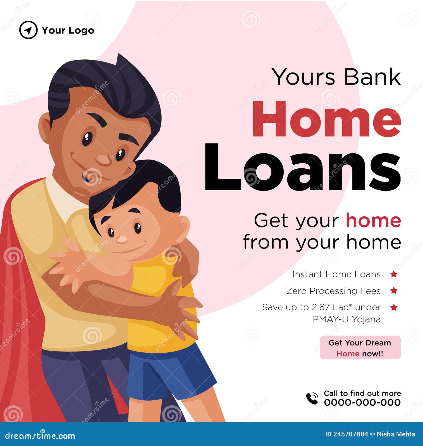 Banner Design of Home Loans Stock Vector - Illustration of happy