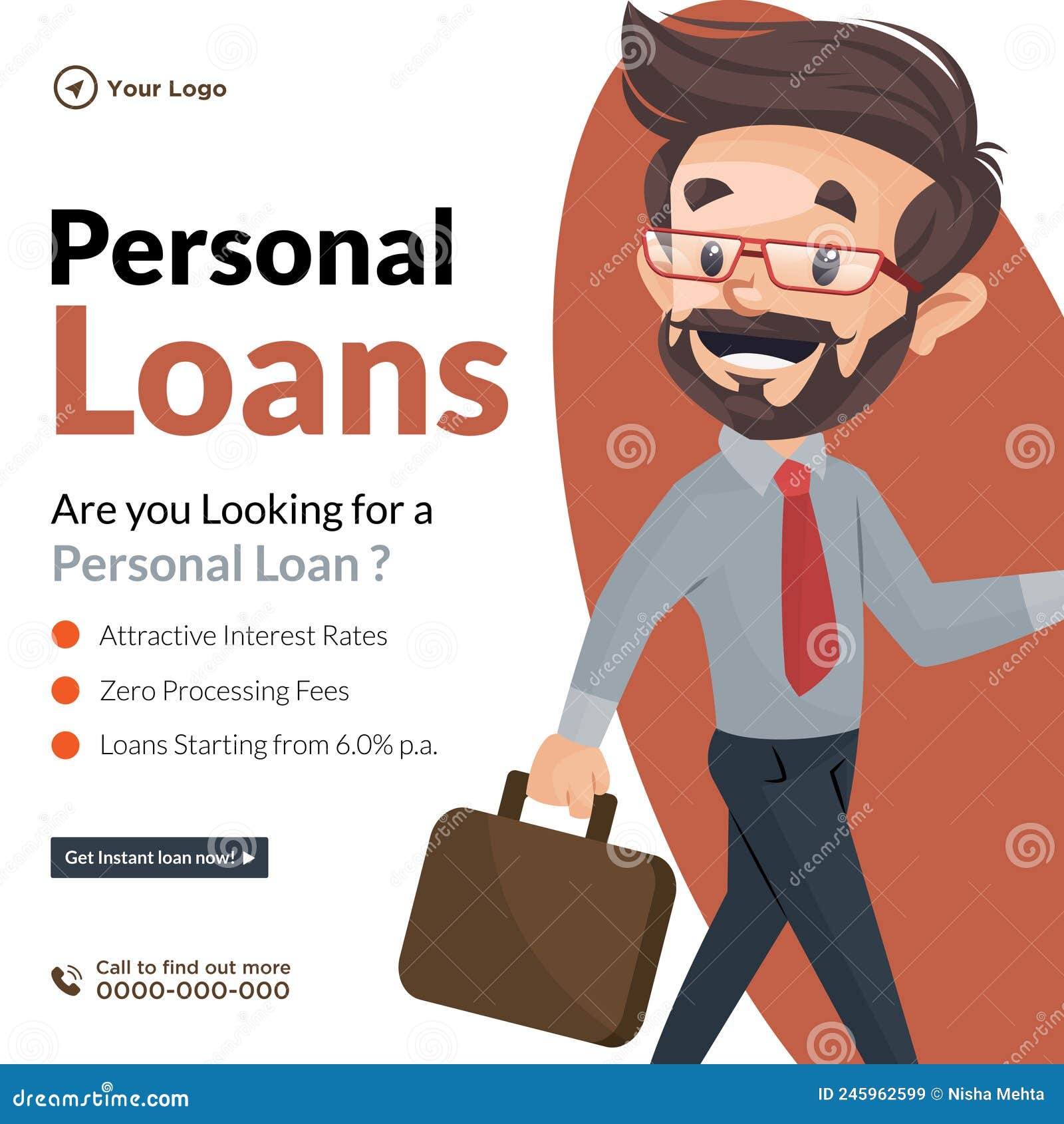 Banner Design of Personal Loan Stock Vector Illustration of