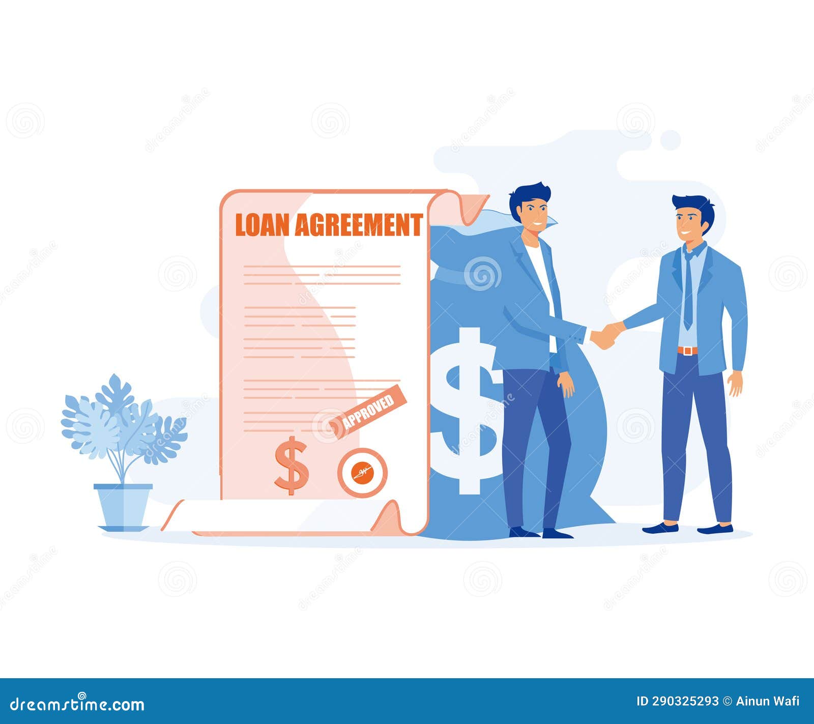 Loan Agreement Borrow Money from Bank, Businessman Shaking Hand with
