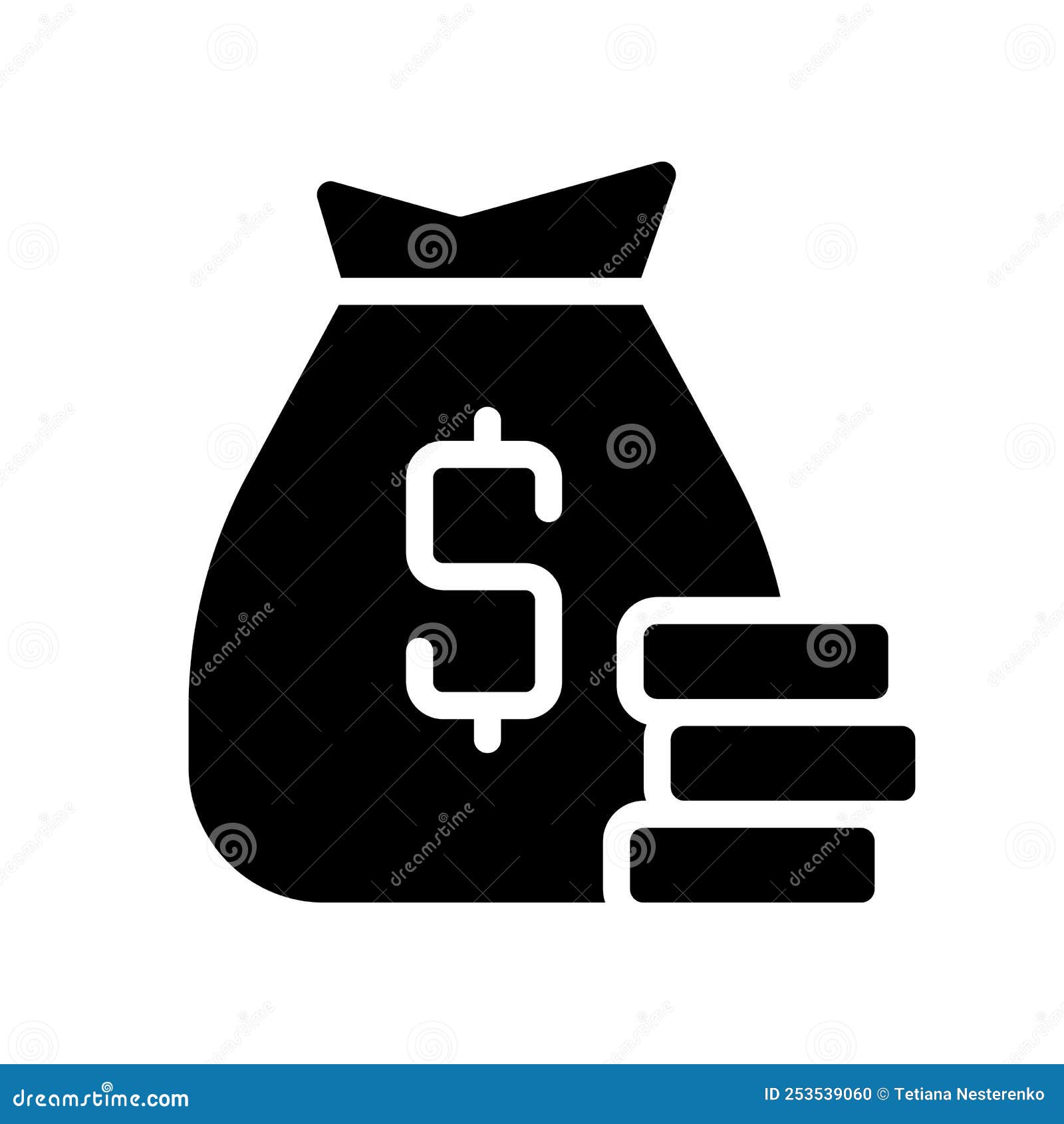 Loan black glyph icon stock vector. Illustration of money - 253539060