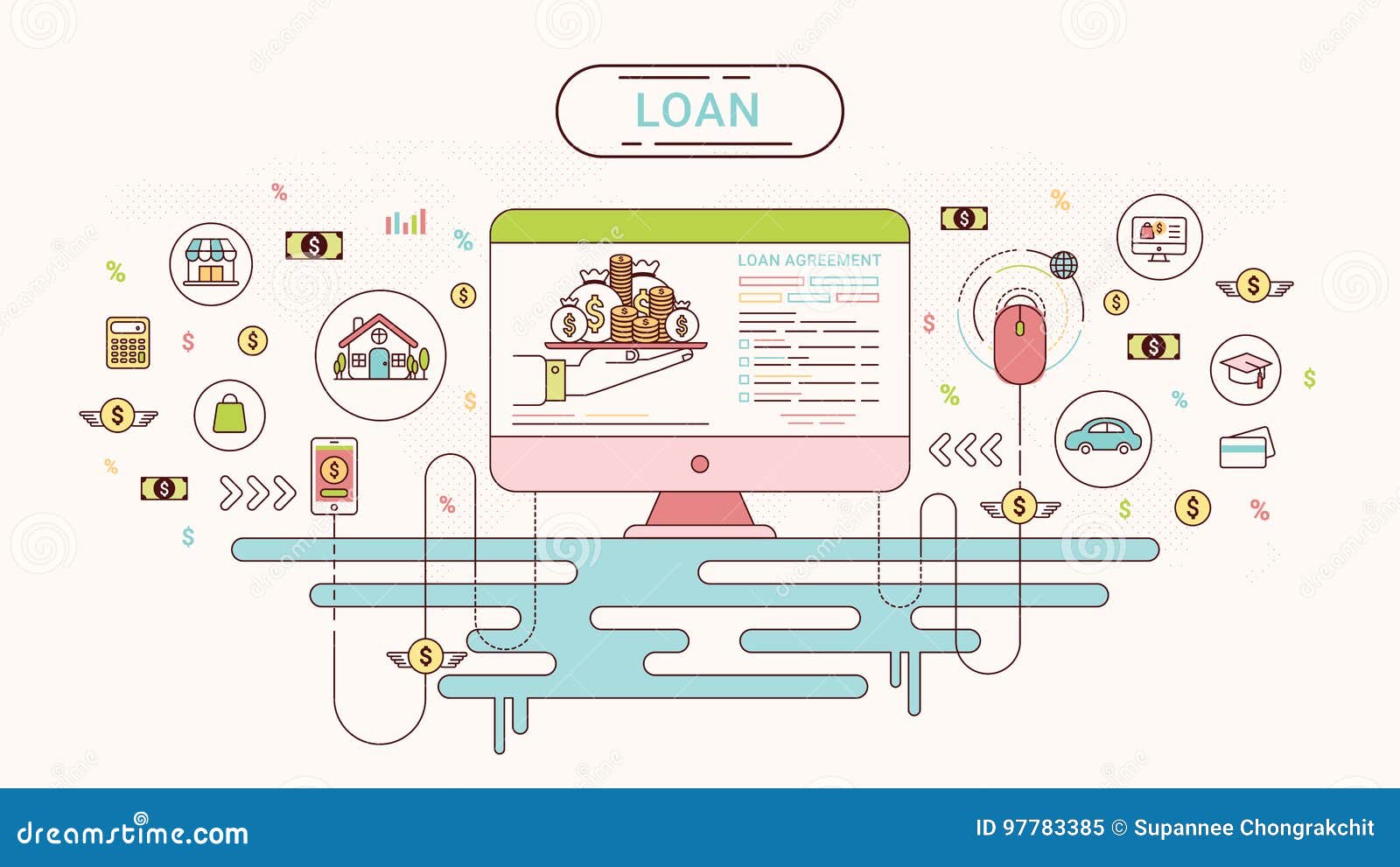 loan infographics  concept. loan agreement between creditor and debtor.  .