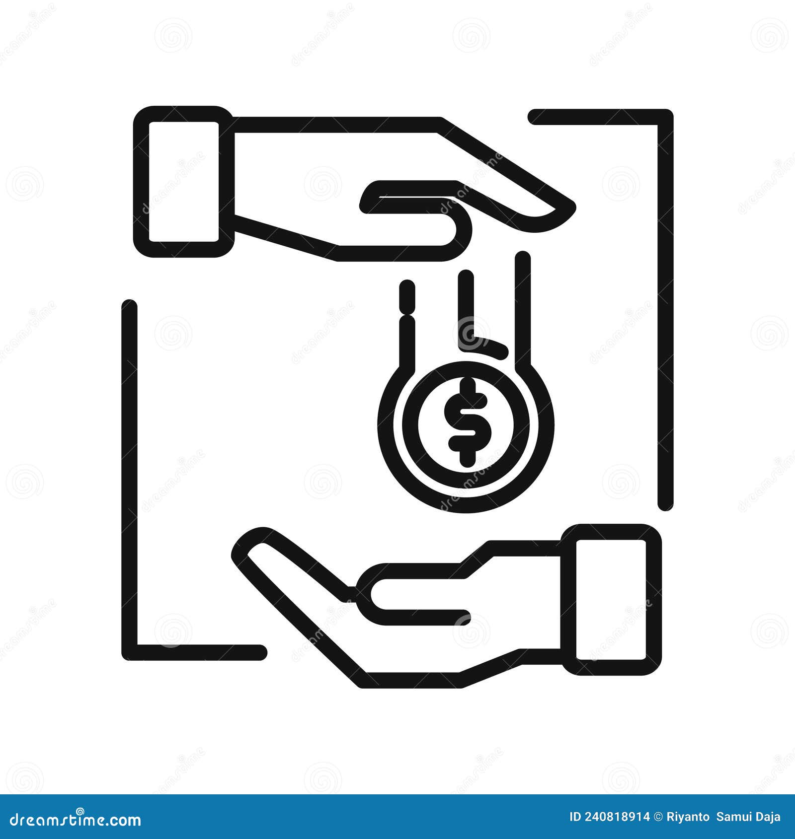 Loan Money Black and White Illustration Stock Vector - Illustration of