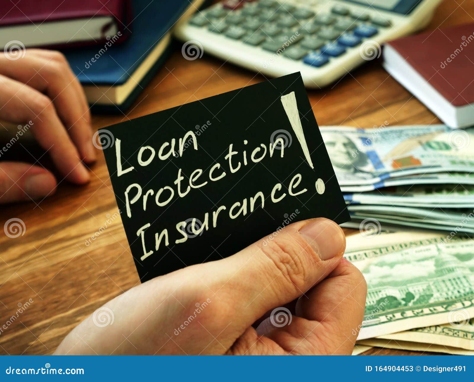 Loan Protection Insurance Sign on the Black Sheet Stock Image Image