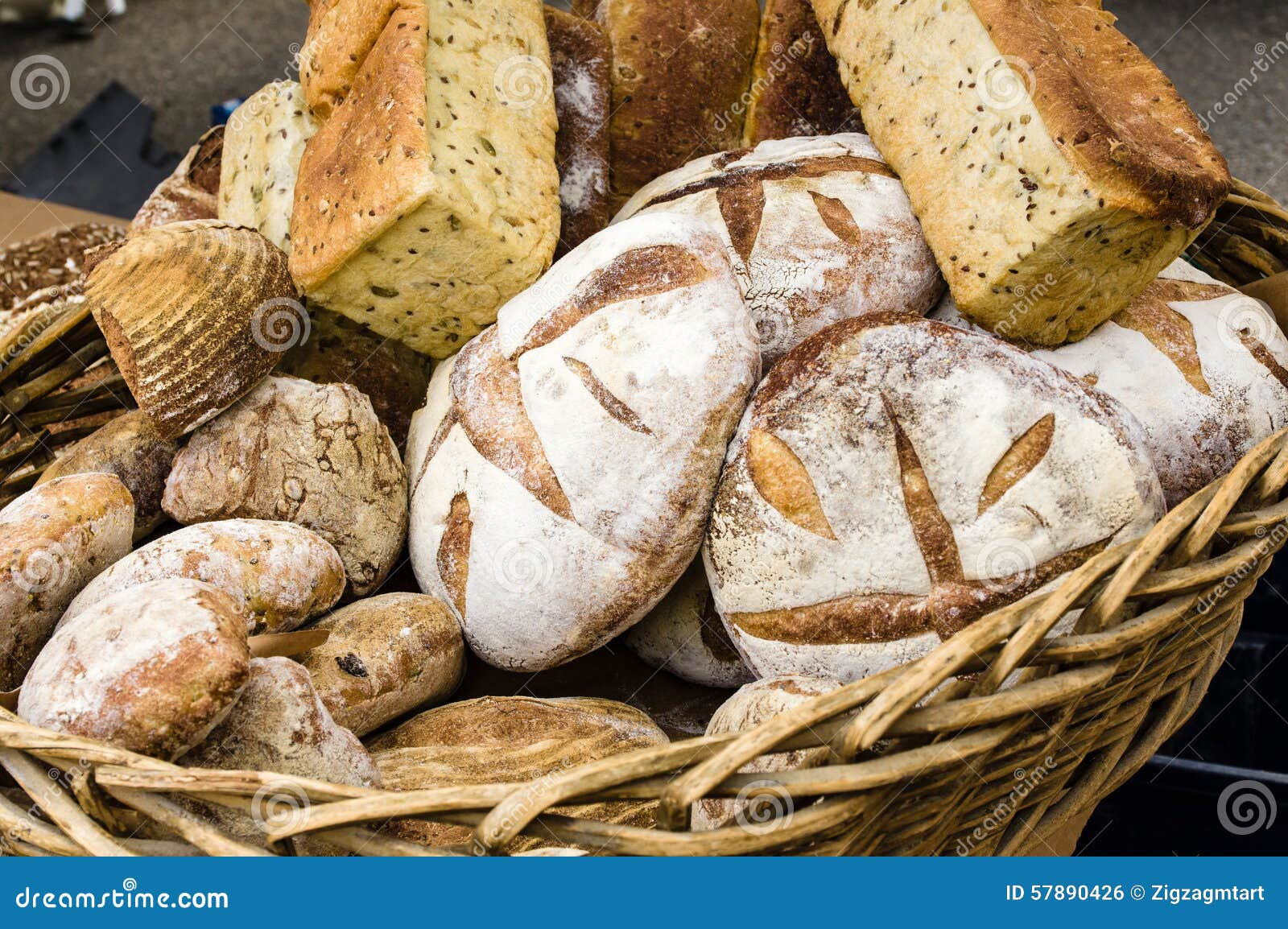 Loaves of Fresh Bread at the Market Stock Photo Image of baked
