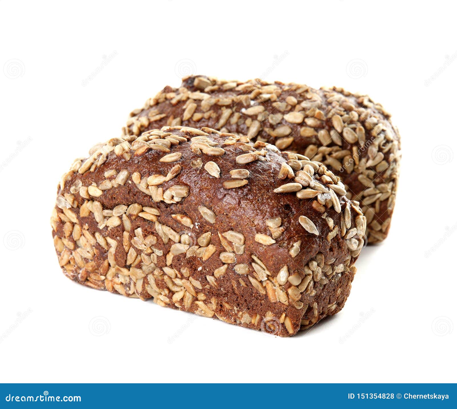 Loaves of Rye Bread with Sunflower Seeds on White Stock Photo Image