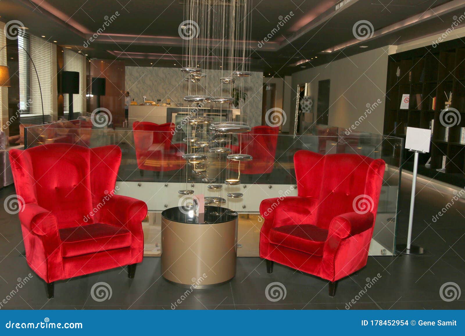 The Lobby with Red Chairs is Empty. Stock Photo Image of modern