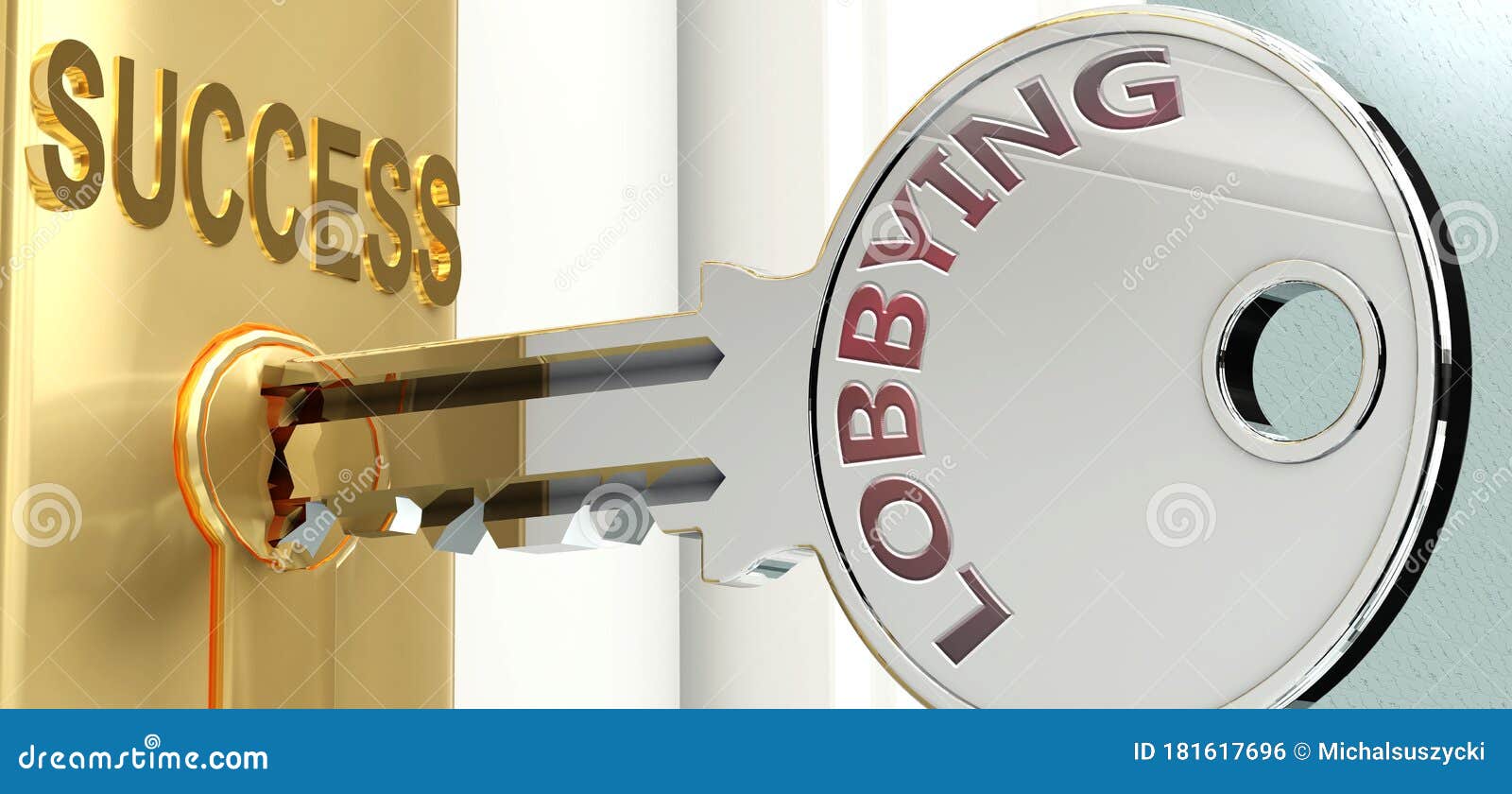 lobbying and success - pictured as word lobbying on a key, to ize that lobbying helps achieving success and prosperity in