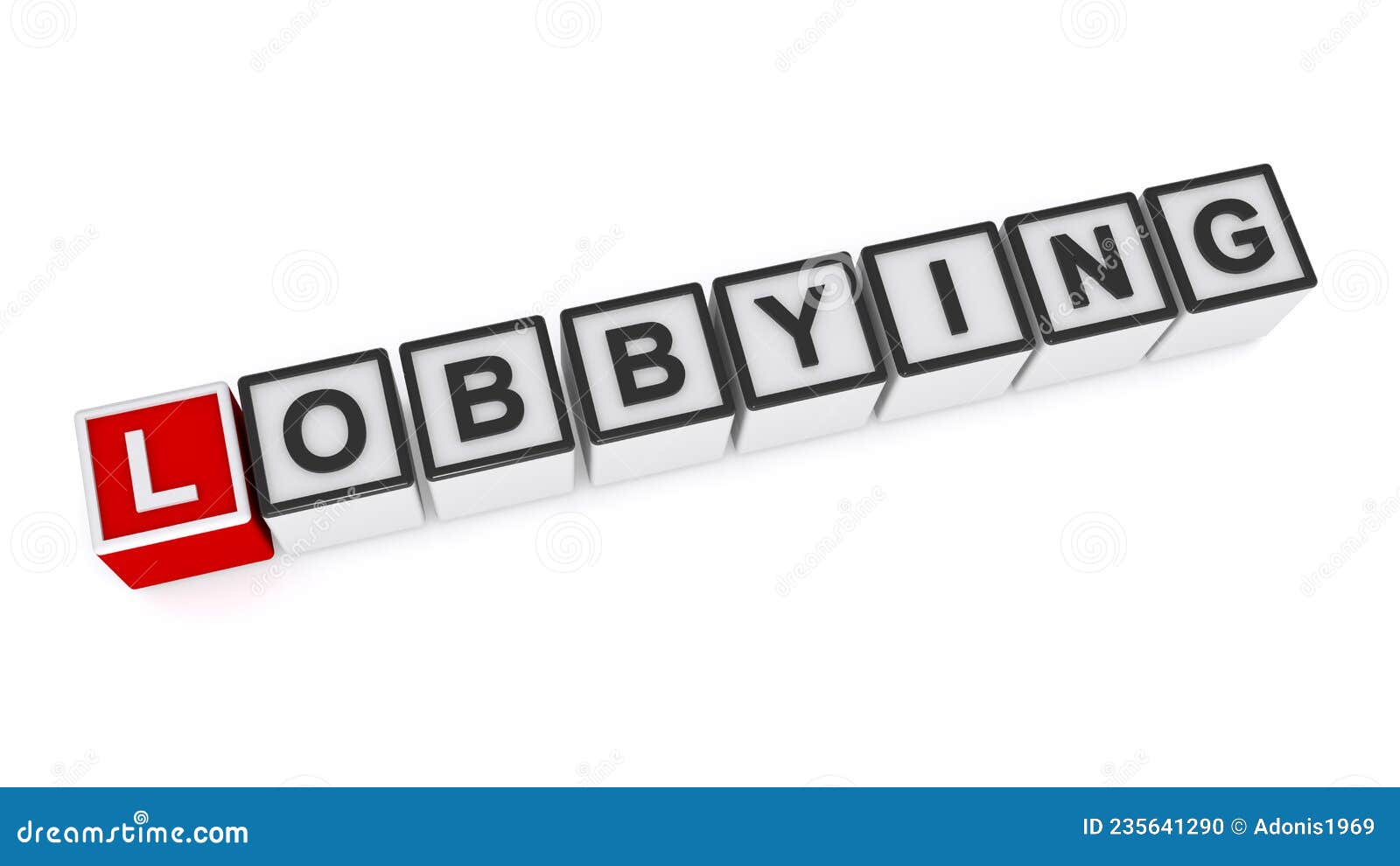lobbying word block on white