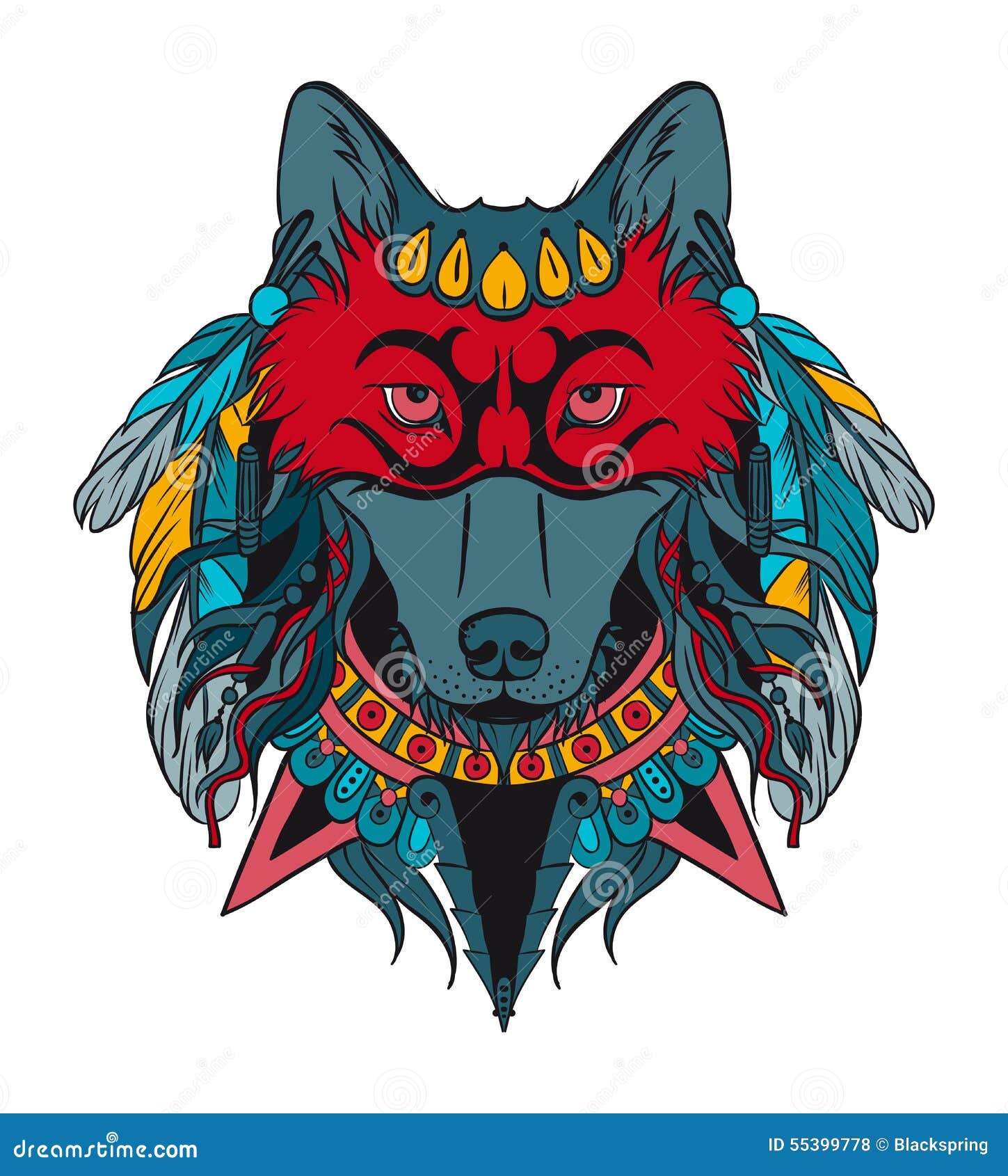 Guerreiro indiano lobo ilustração do vetor. Ilustração de desenhado -  55399778, image size:1449x1690