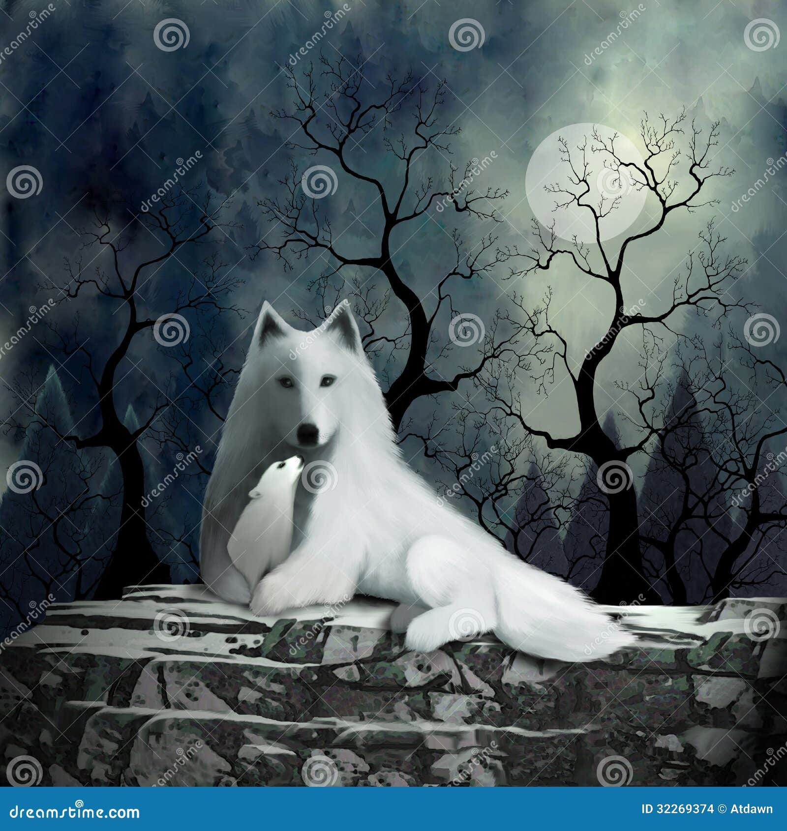 Loba y Cachorro stock de ilustración. Ilustración de blanco - 32269374, image size:1600x1690