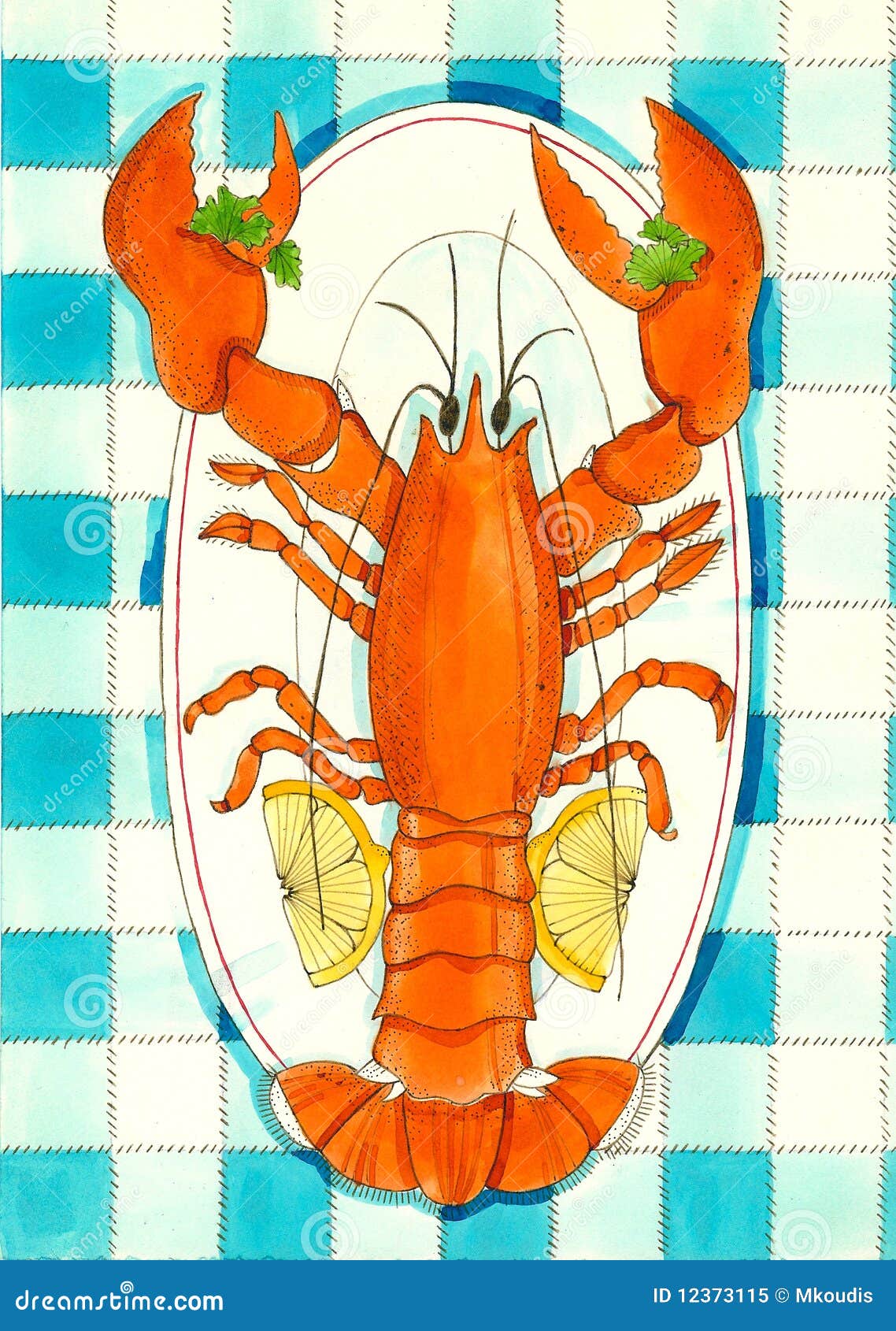 Lobster Dish stock illustration. Illustration of seafood 12373115