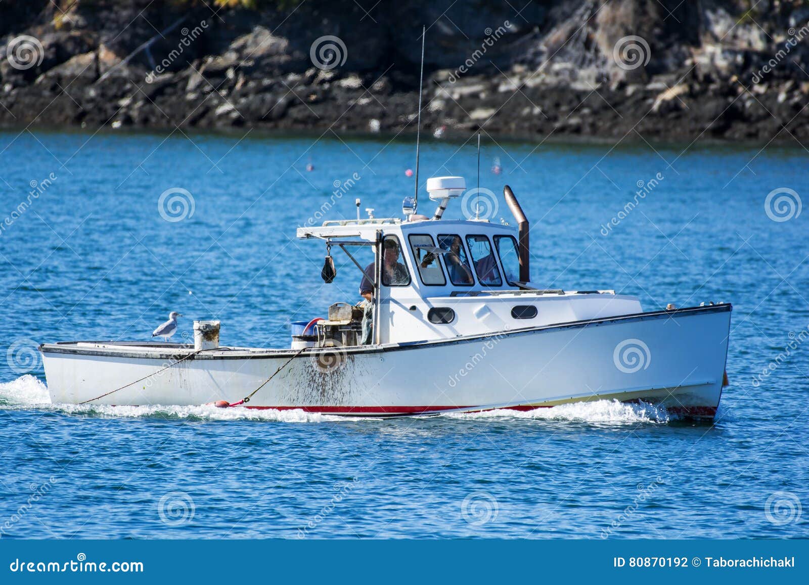 Lobster Fishing Boat In Autumn In Coastal Maine, New ...