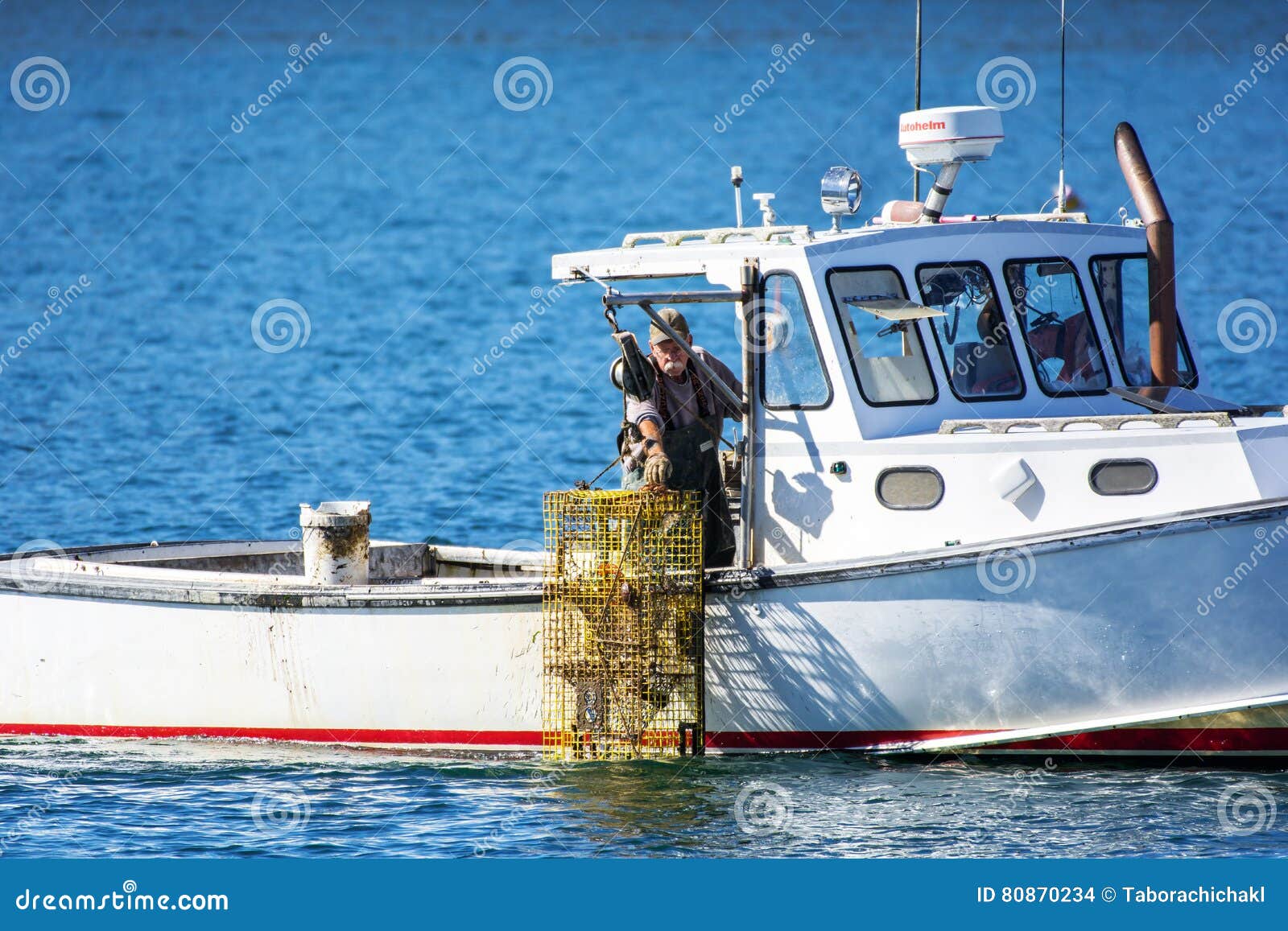 Download Lobster Fishing Boat In Autumn In Coastal Maine, New ...