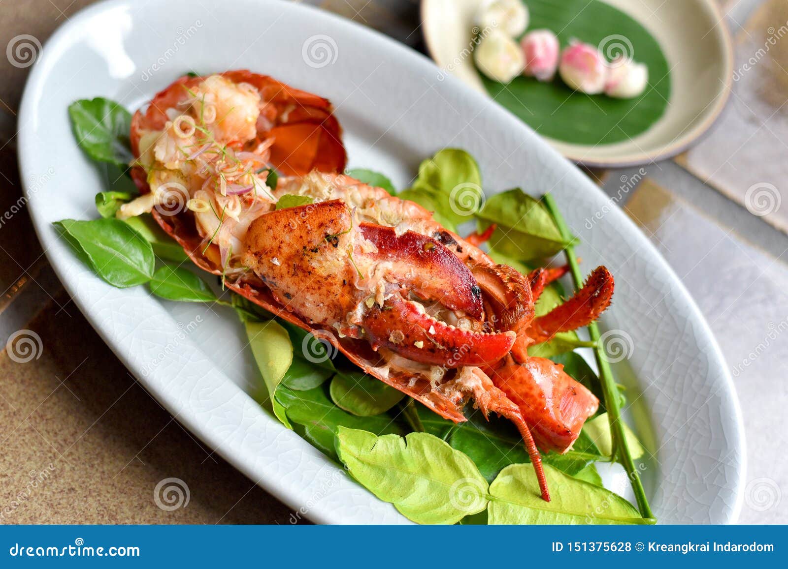 Lobster Grilled with Spicy Thai Style Dressing Sauce. Stock Photo ...