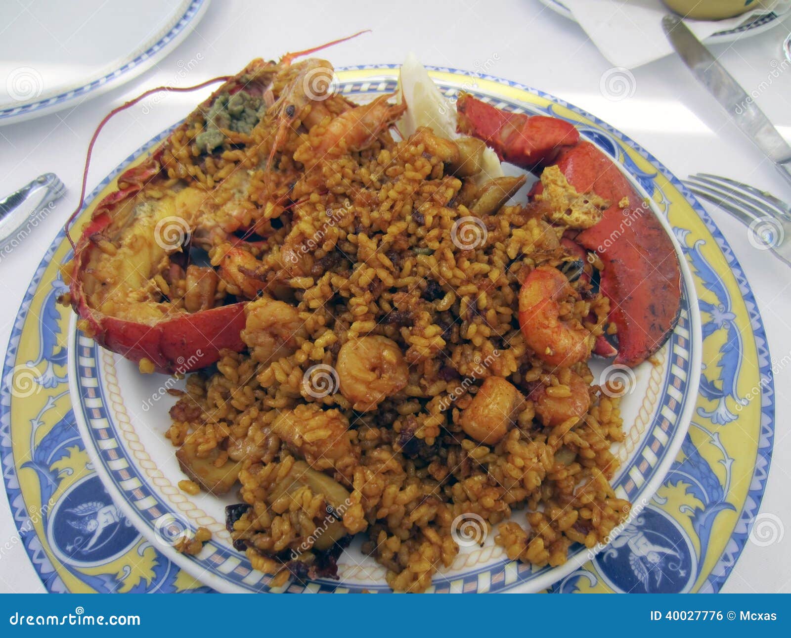 Lobster Paella stock photo. Image of meal, lemon, paella 40027776