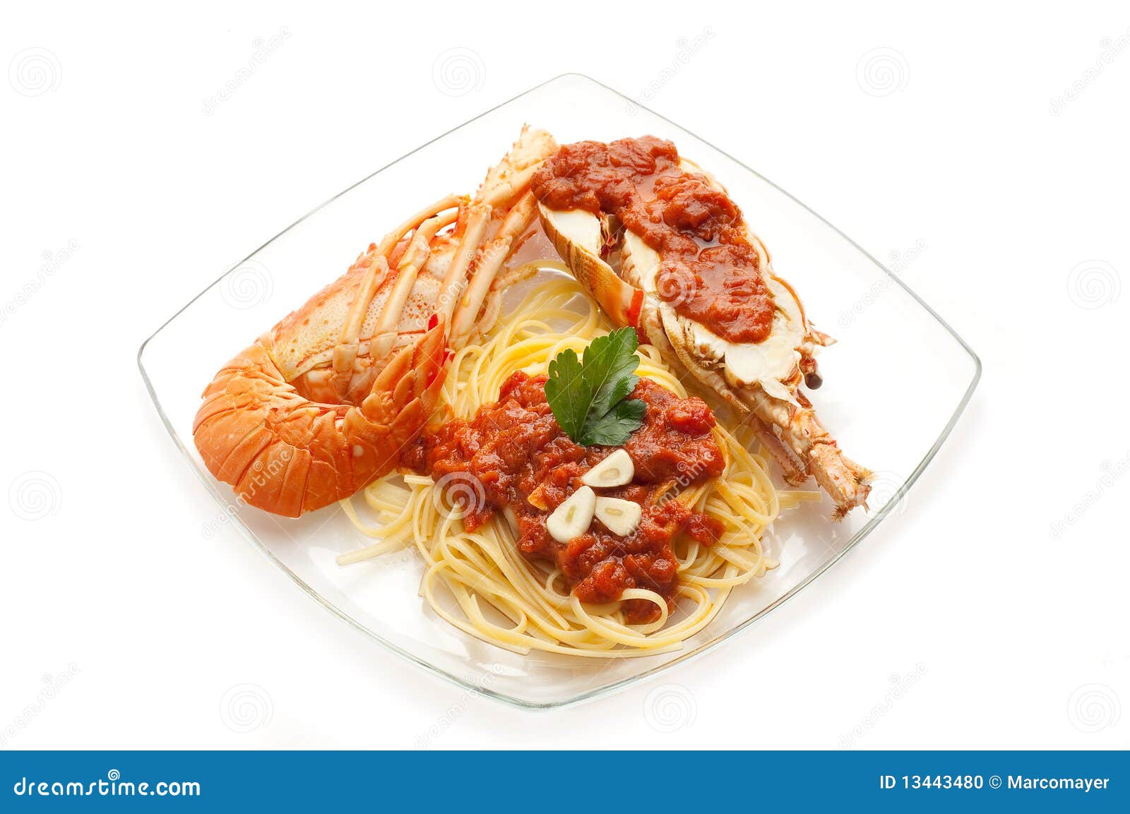 Lobster Pasta with Tomato Sauce Stock Photo Image of isolated, fish