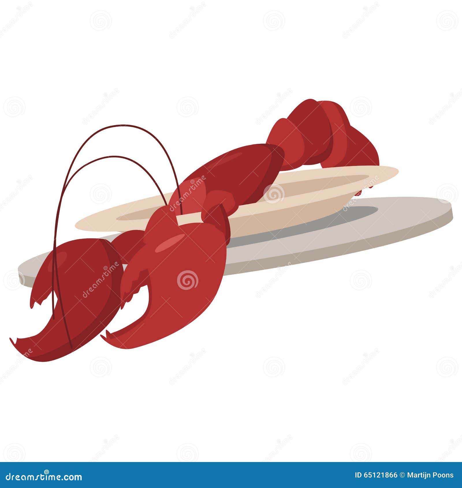 Lobster on a plate stock vector. Illustration of expensive 65121866