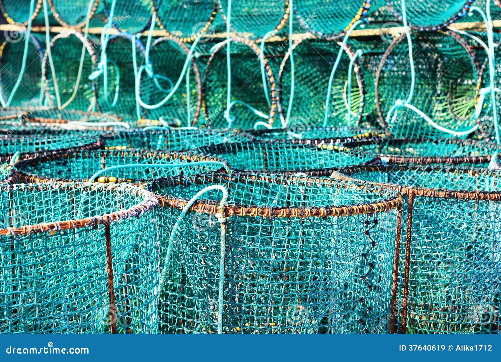 Lobster pots stock image. Image of knot, cage, nautical 37640619