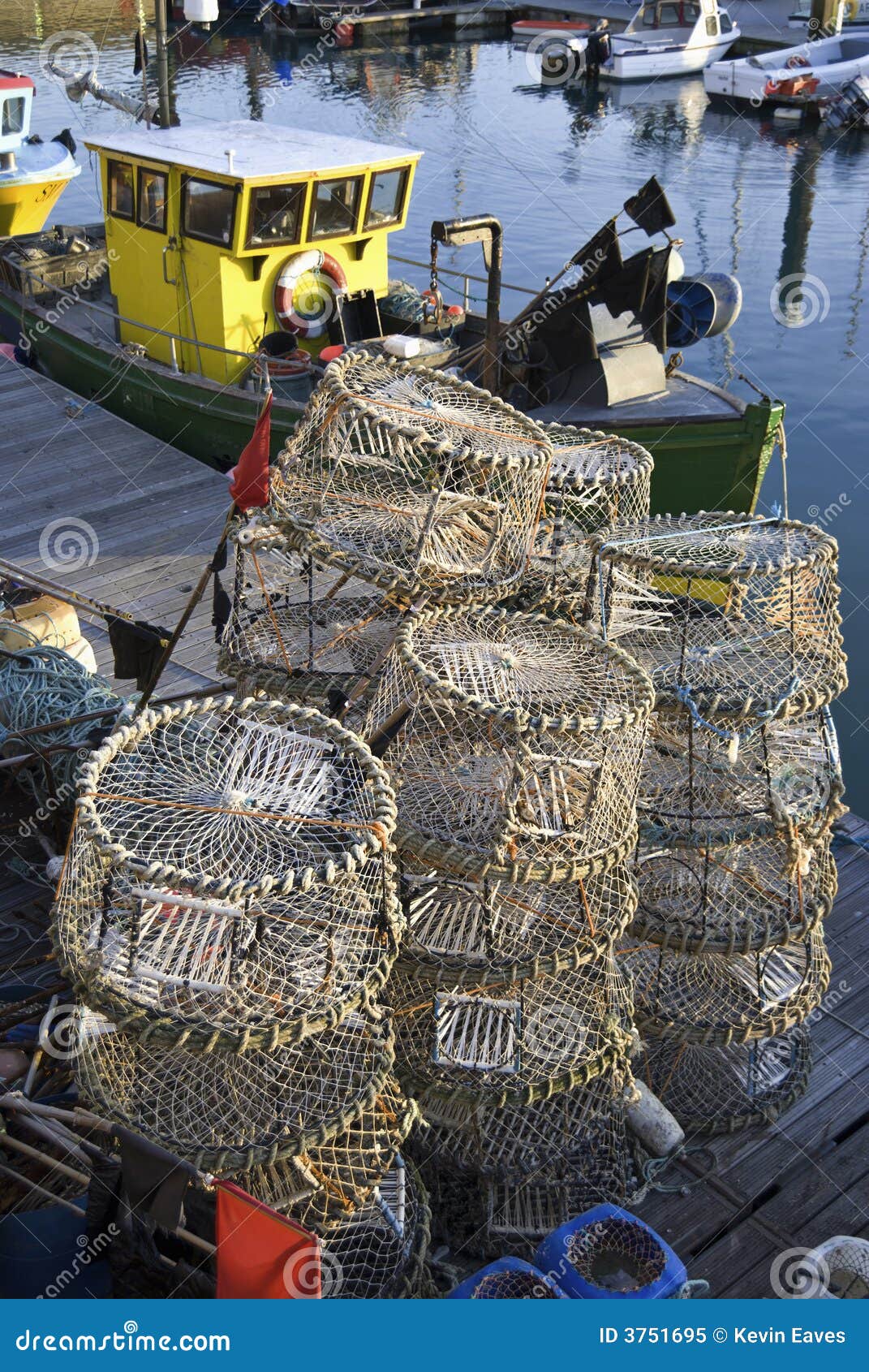 Lobster Pots & Fishing Boat Stock Image Image of marine, gear 3751695