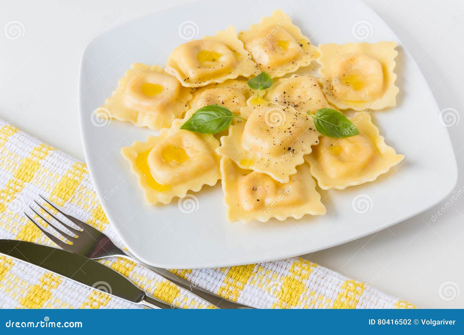 Lobster Ravioli with Olive Oil and Black Pepper Stock Photo Image of