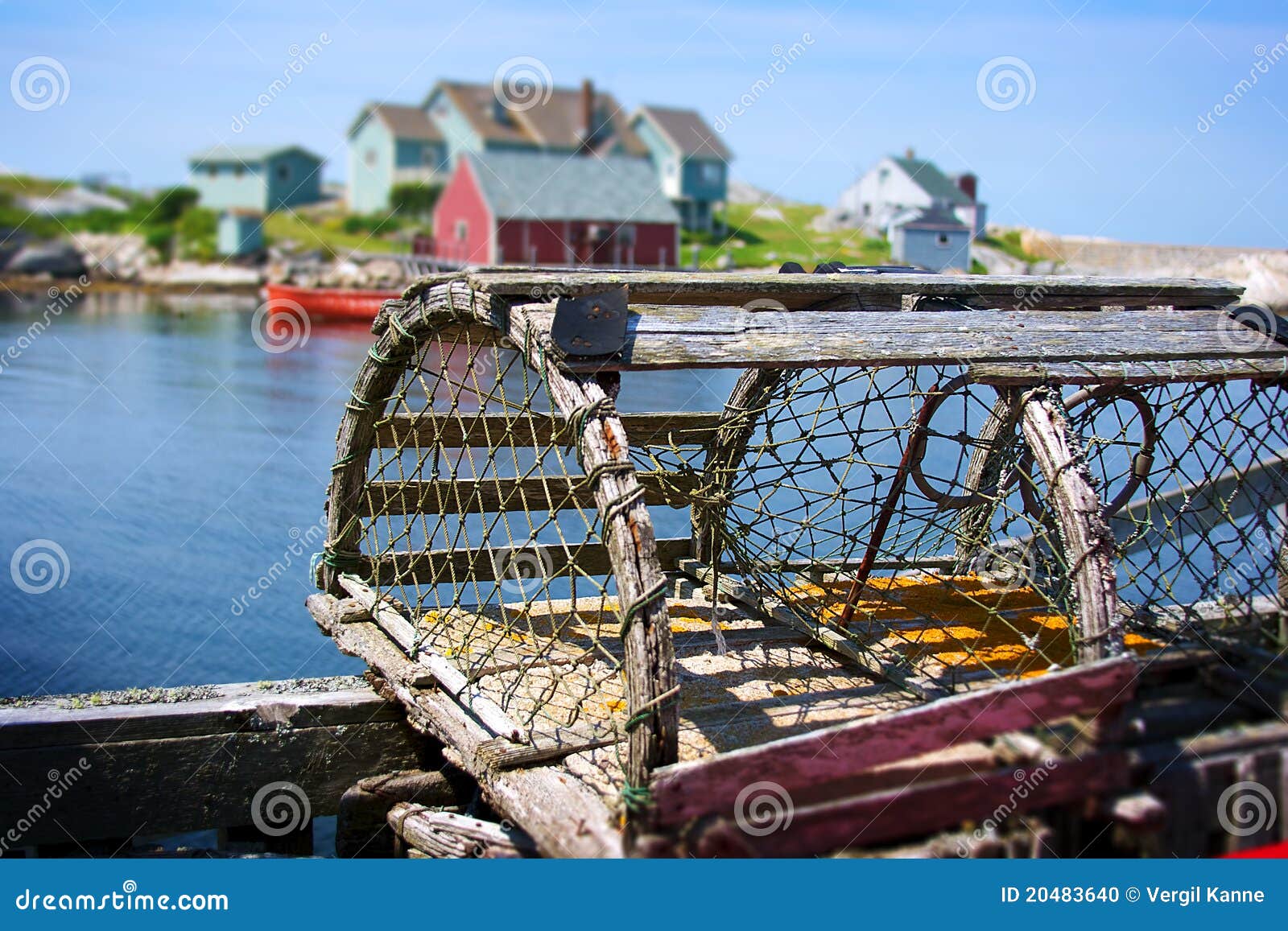 lobster trap and fishing village