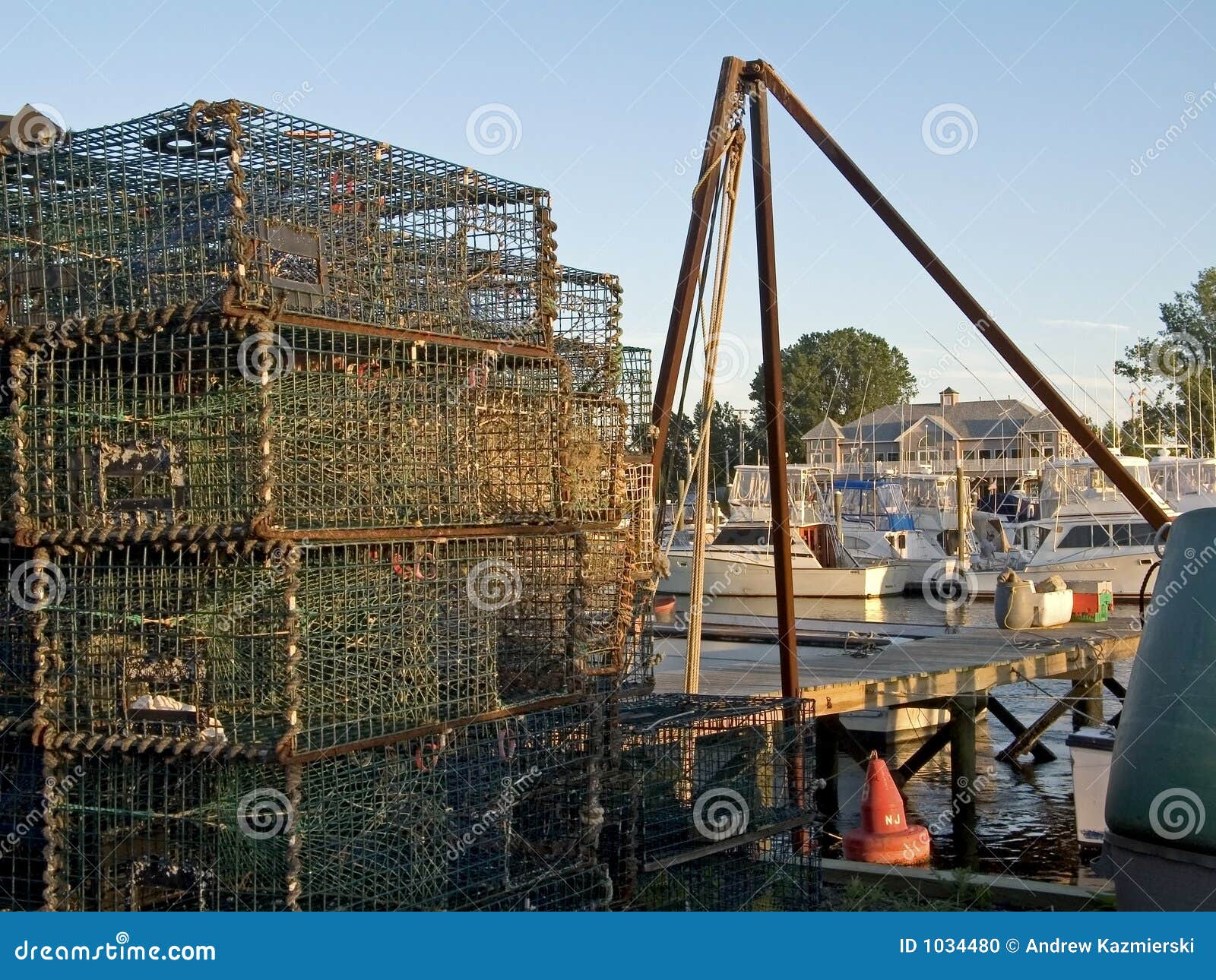 Lobster Traps And Red Shed Stock Image 44700607