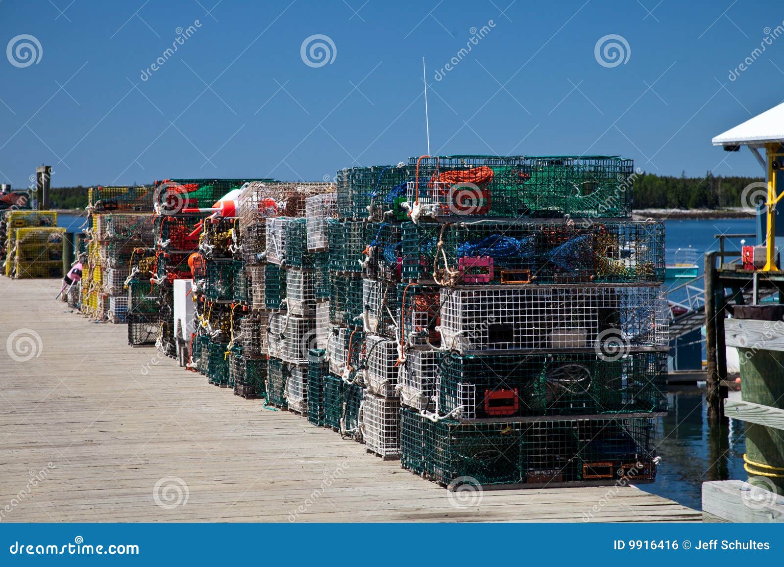 Lobster Traps And Red Shed Stock Image 44700607