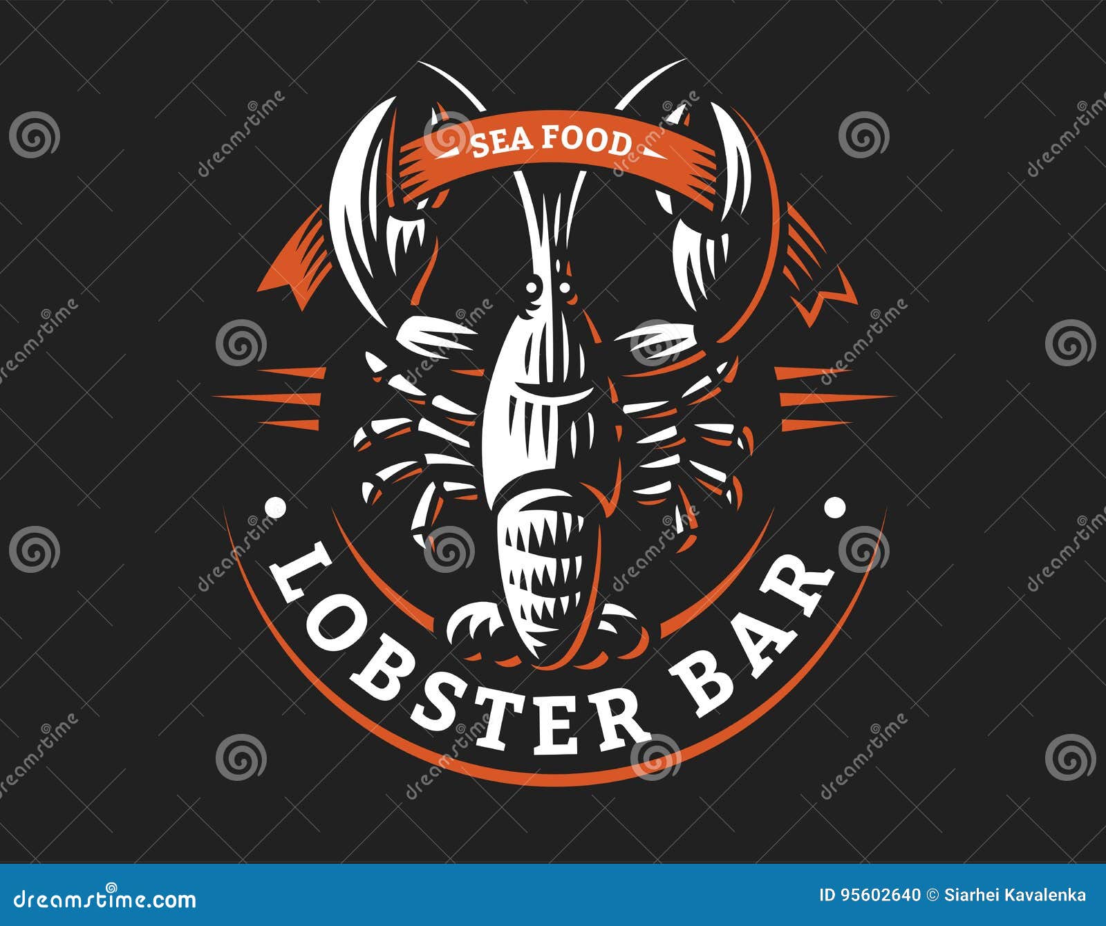 lobster  logo . crustacean in a vintage style