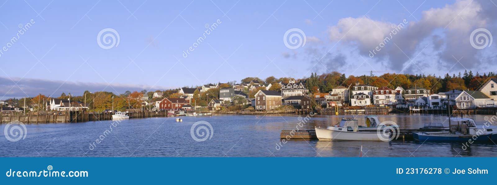Lobster Village in Autumn, editorial stock photo. Image of hancock