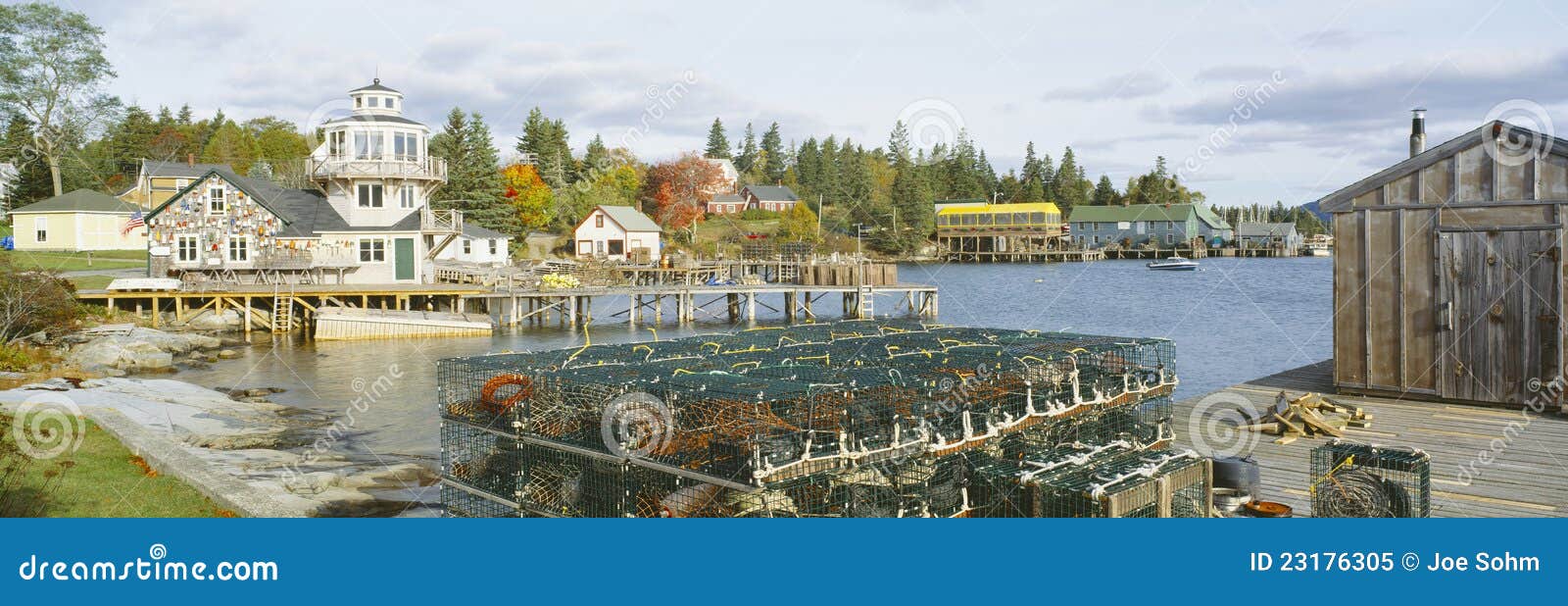 Lobster Village in Autumn stock image. Image of exterior 23176305