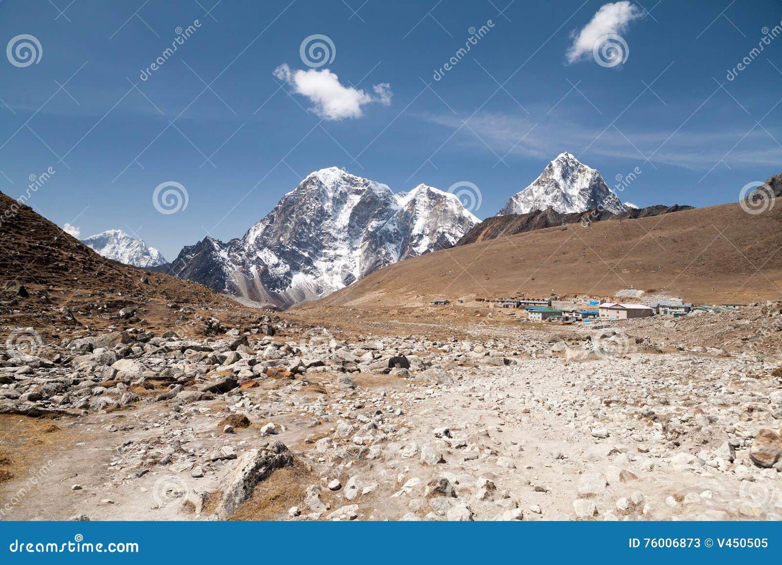 lobuche village and mt. lobuche, sagarmatha national park, solu khumbu, nepal