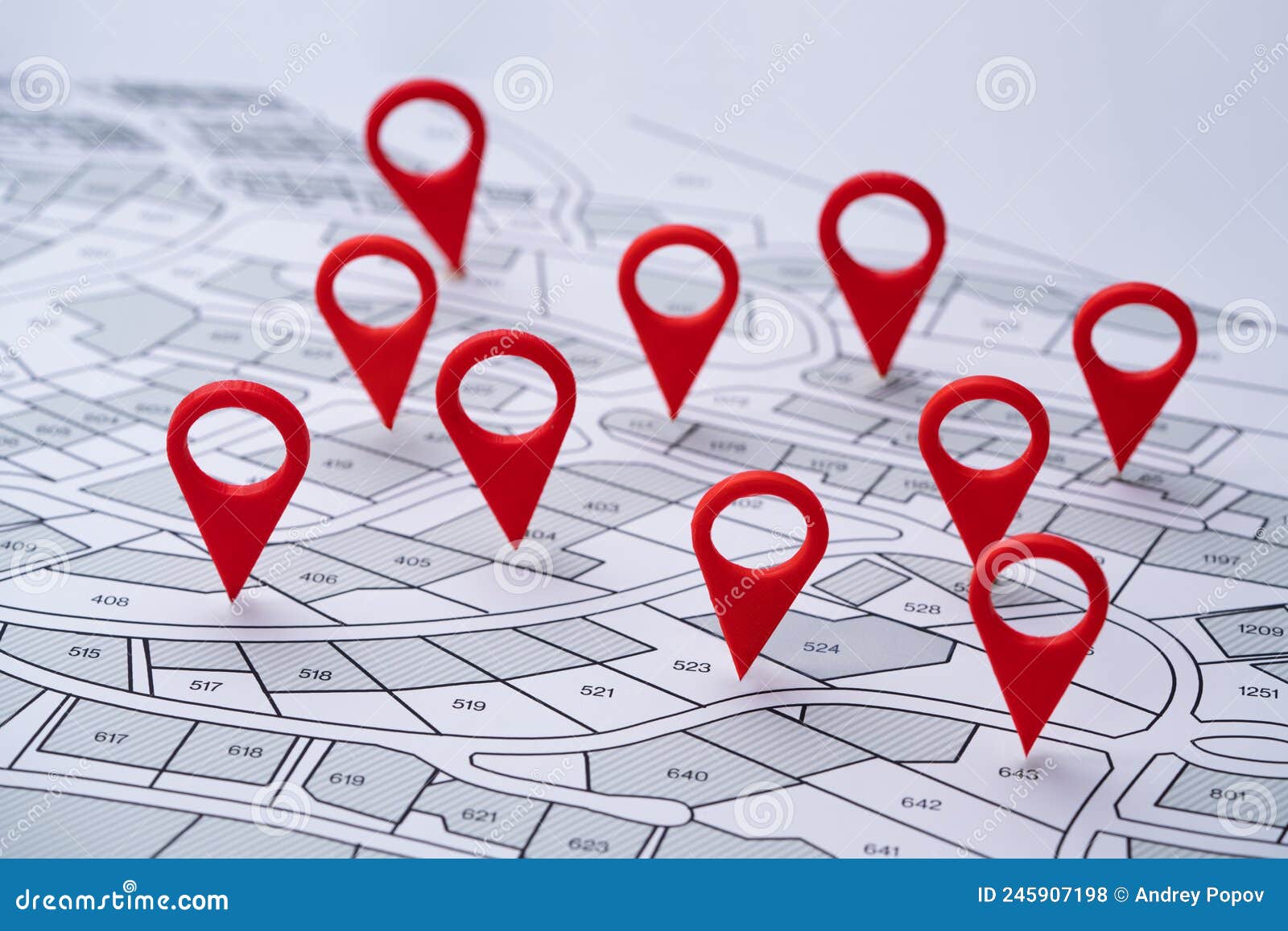 local cadastre map and location pins
